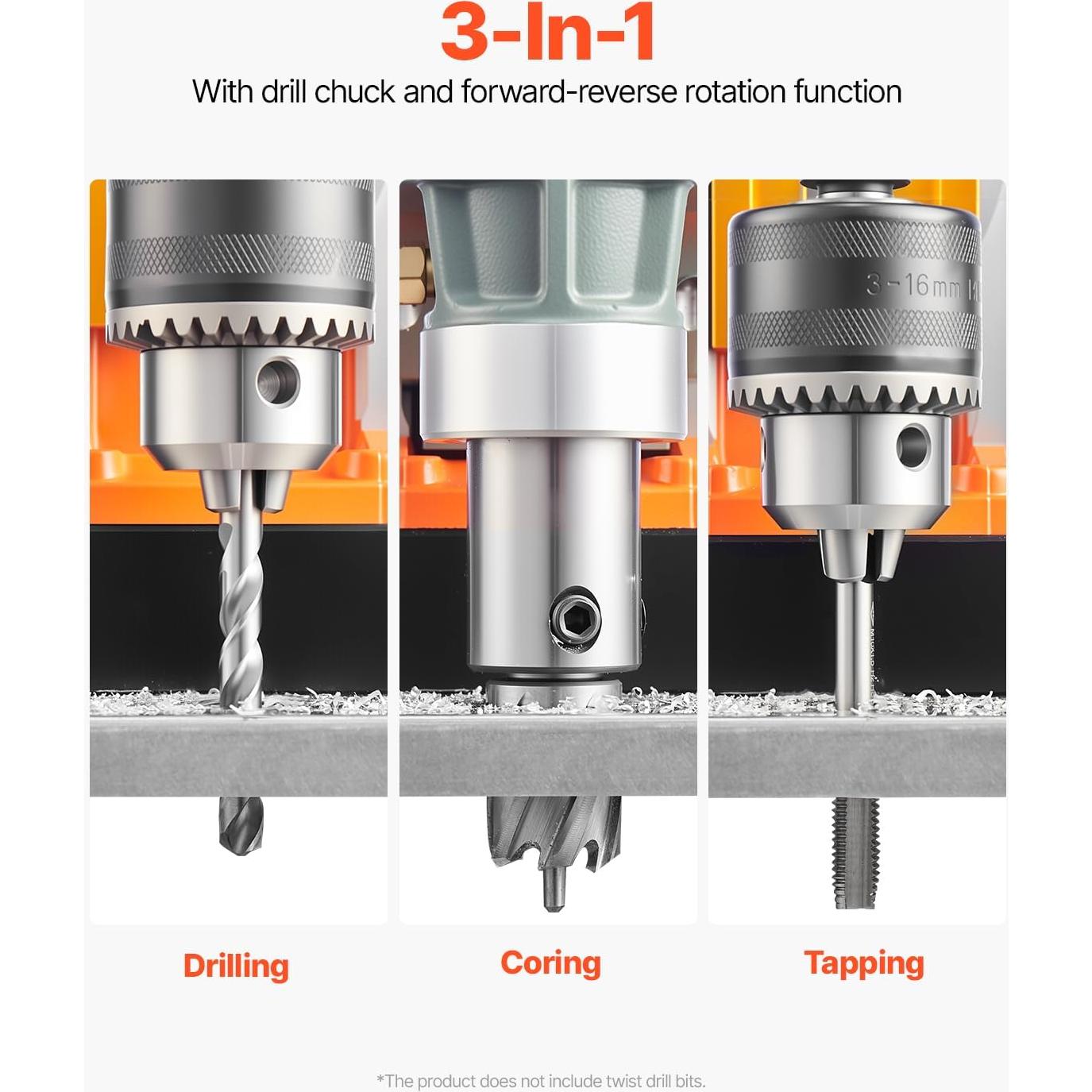 Taladro Magnético VEVOR 1450W 5.08cm 800 RPM con Brocas