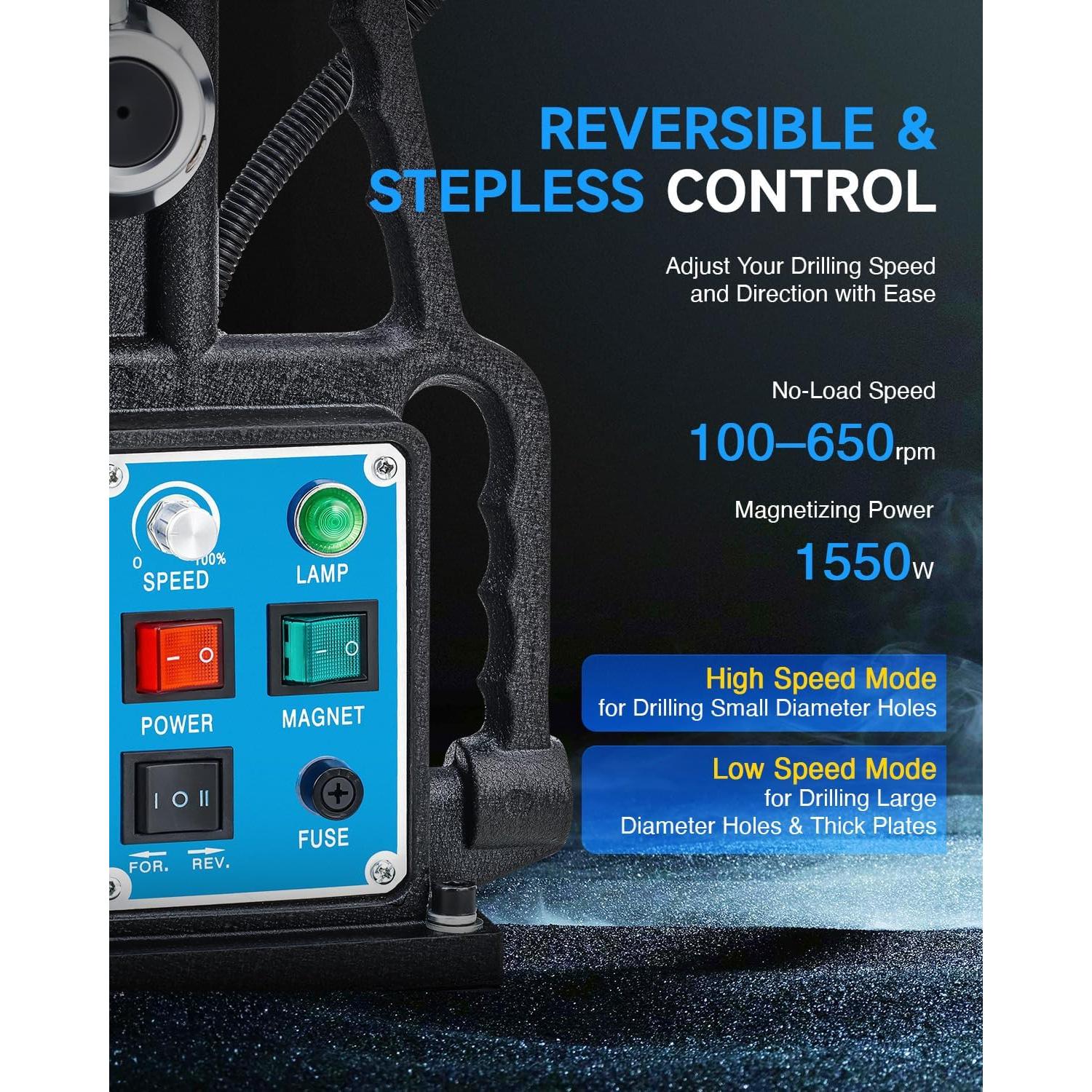 Prensa de Taladro Magnético ZELCAN 1550W 6 Brocas 650 RPM