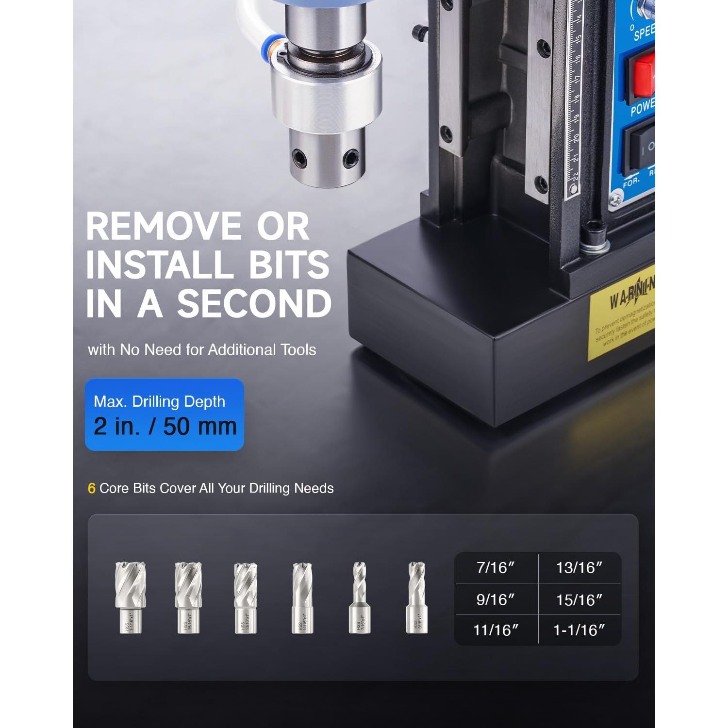 Prensa de Taladro Magnético ZELCAN 1550W 6 Brocas 650 RPM