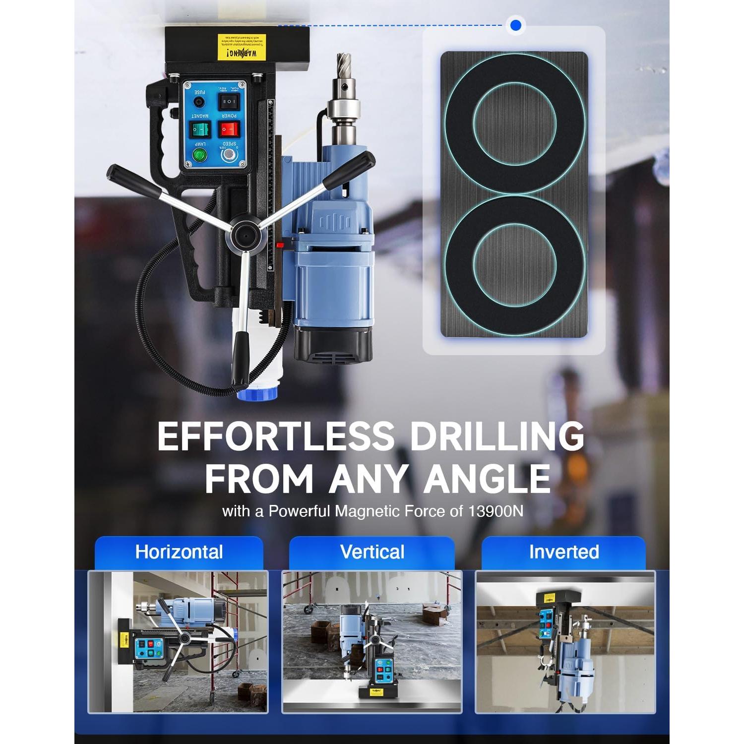 Prensa de Taladro Magnético ZELCAN 1550W 6 Brocas 650 RPM