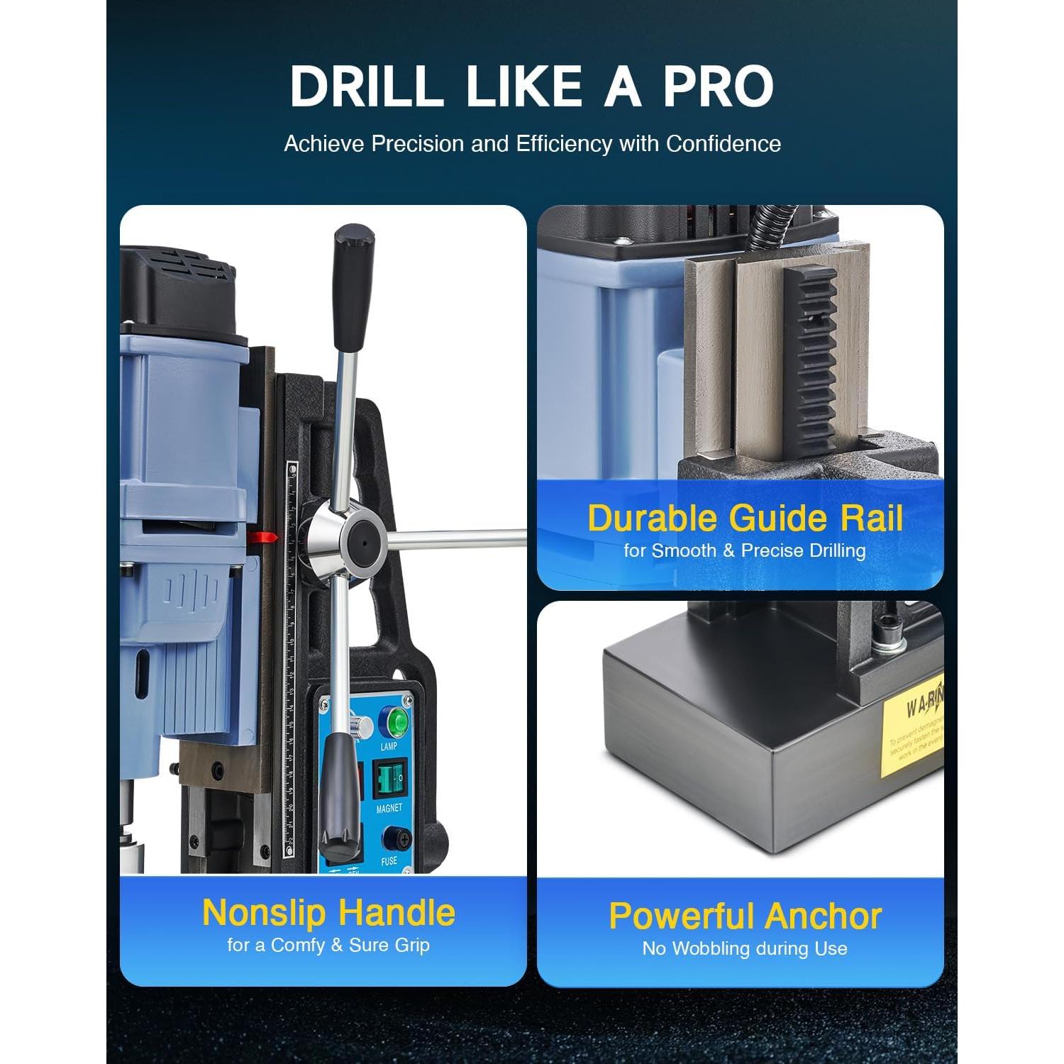 Prensa de Taladro Magnético ZELCAN 1550W 6 Brocas 650 RPM