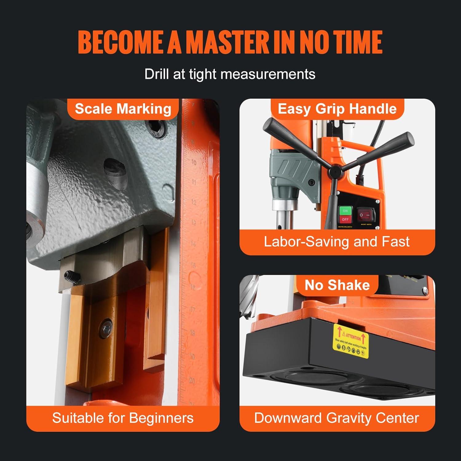 Prensa de Taladro Magnético VEVOR 1300W 11 Piezas 40mm