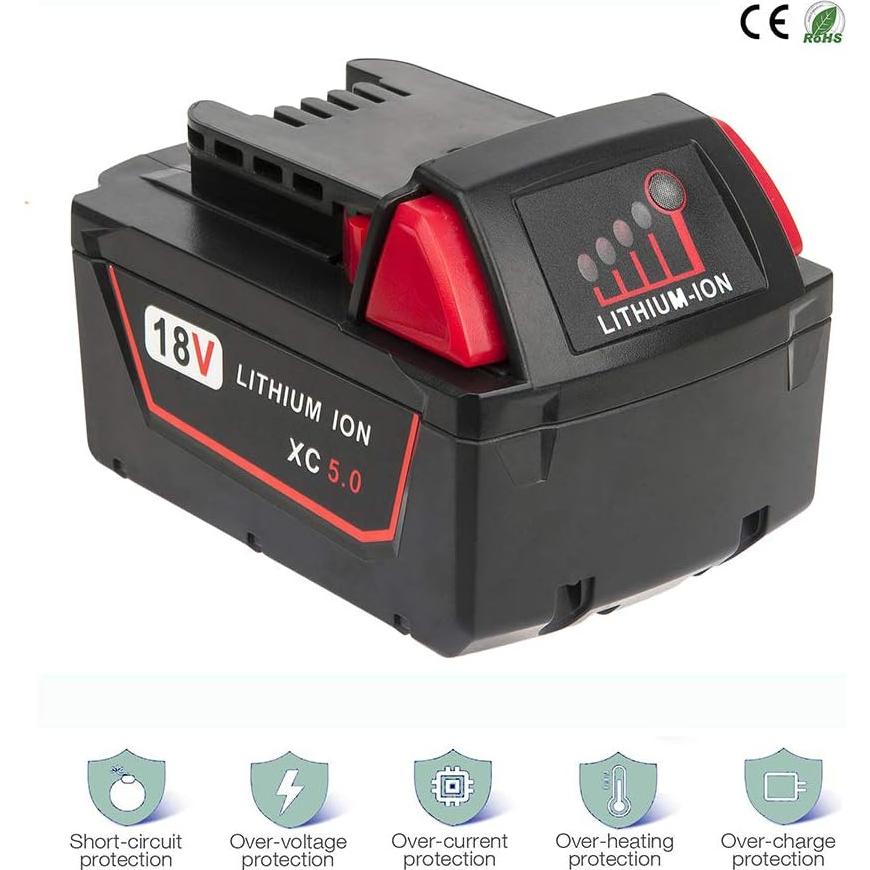 2 Baterías de Litio 5.0Ah 18V y Cargador Milwaukee M18