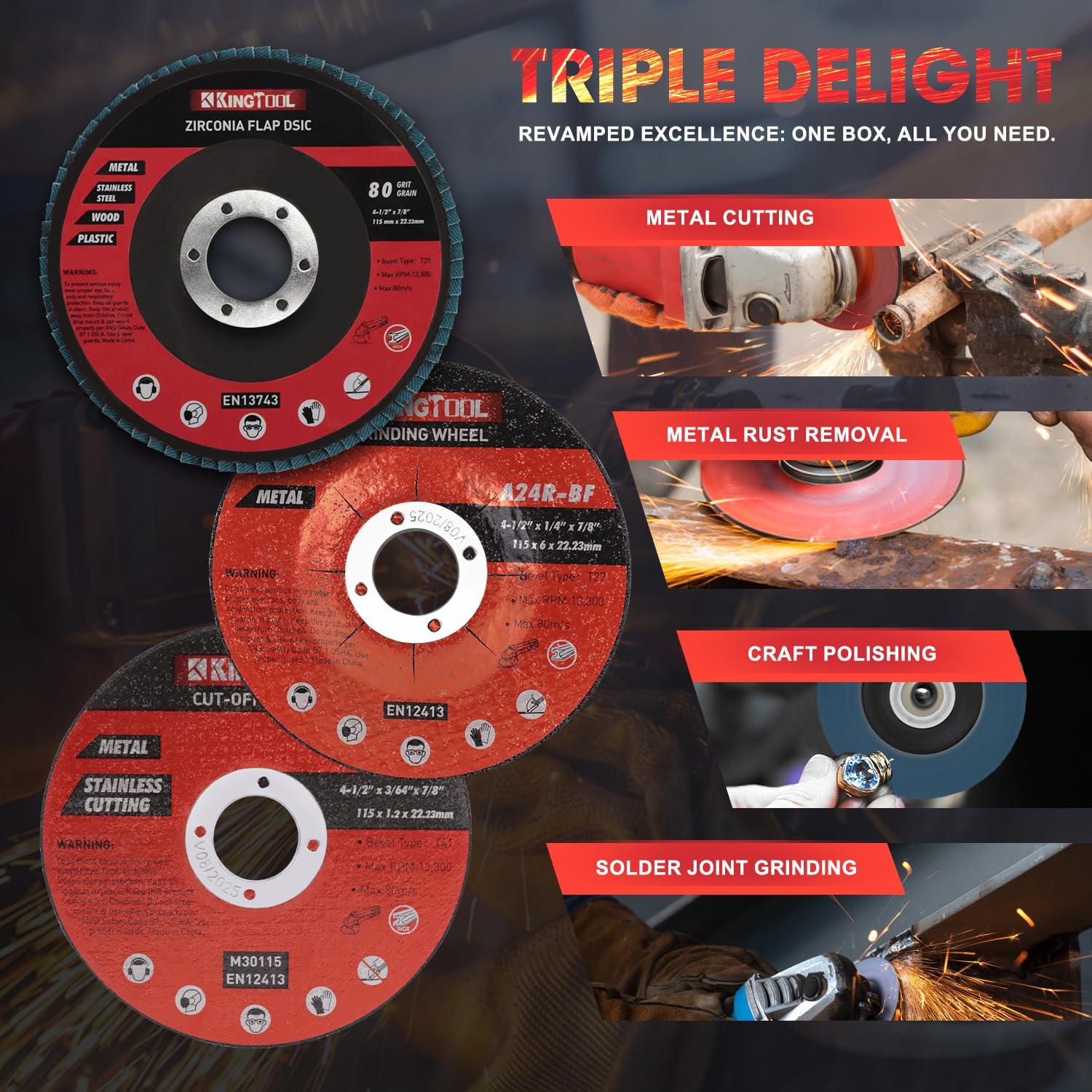 KingTool Juego de Discos de Corte y Desbaste 31 Piezas 115mm