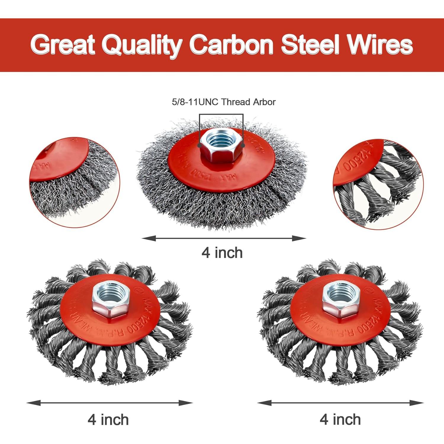 Juego de Ruedas de Alambre AUPREX para Amoladora 4" y 3"