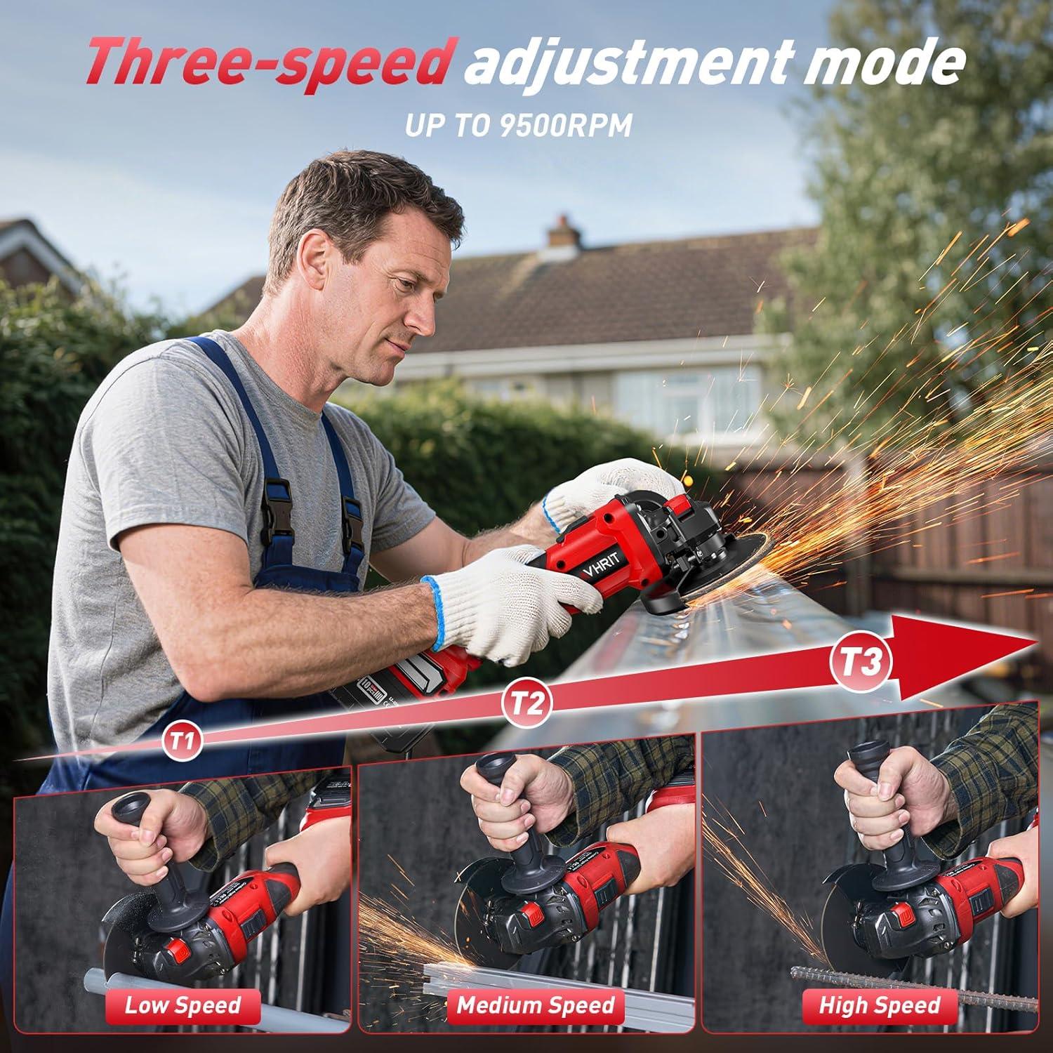 Amoladora Angular Inalámbrica Avhrit 21V 9500 RPM 4-1/2''