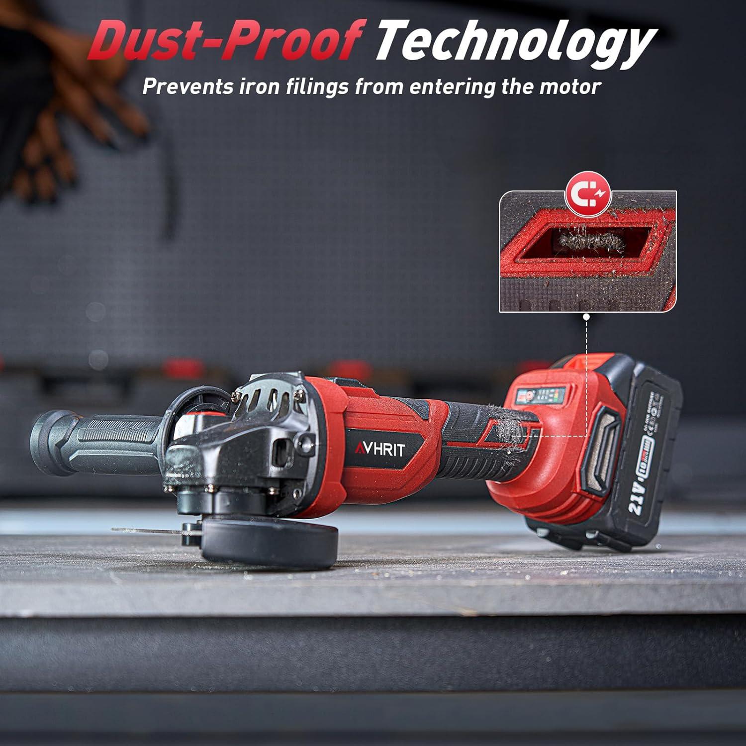 Amoladora Angular Inalámbrica Avhrit 21V 9500 RPM 4-1/2''