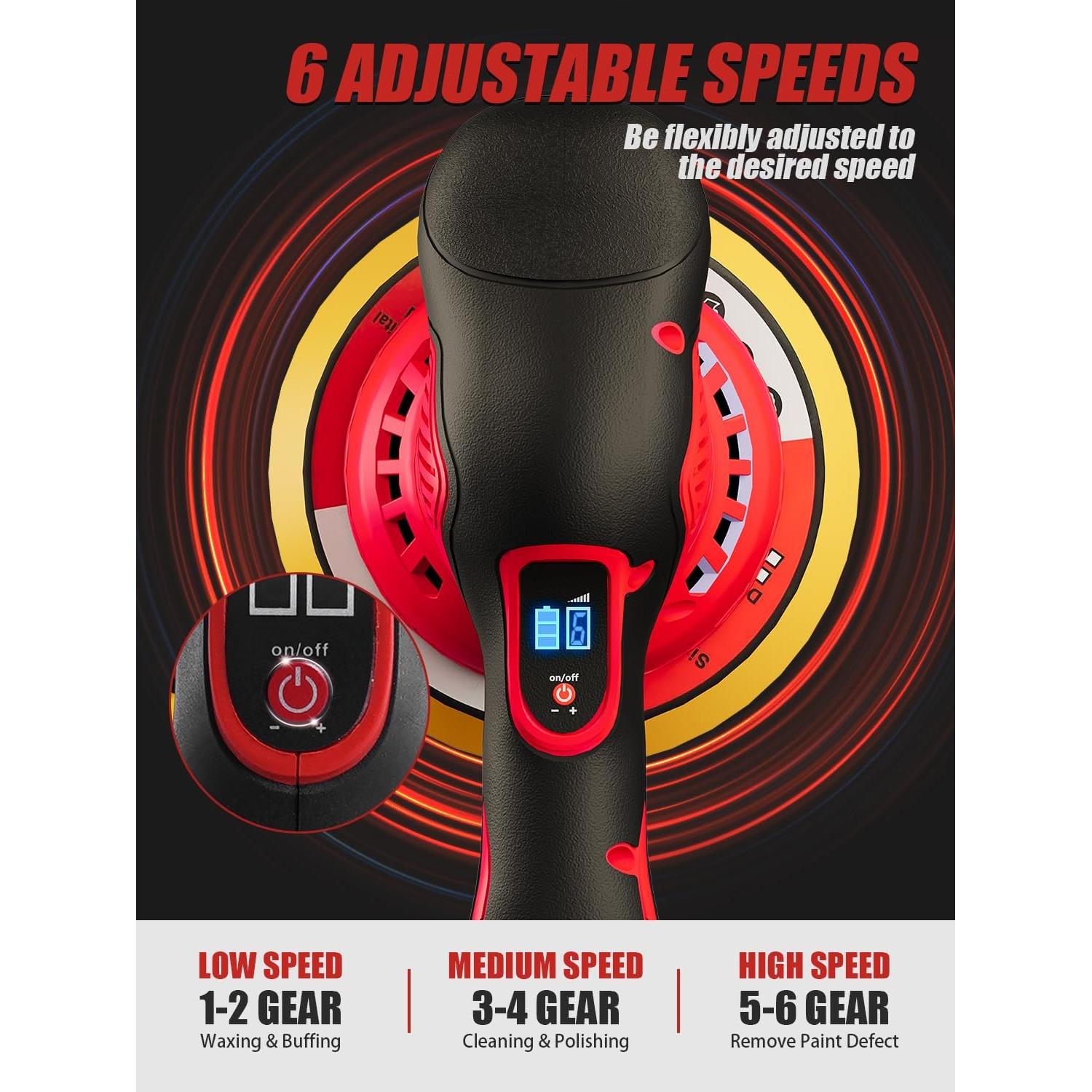 Pulidora Inalámbrica MY6001 para Coche 6 Velocidades 18V