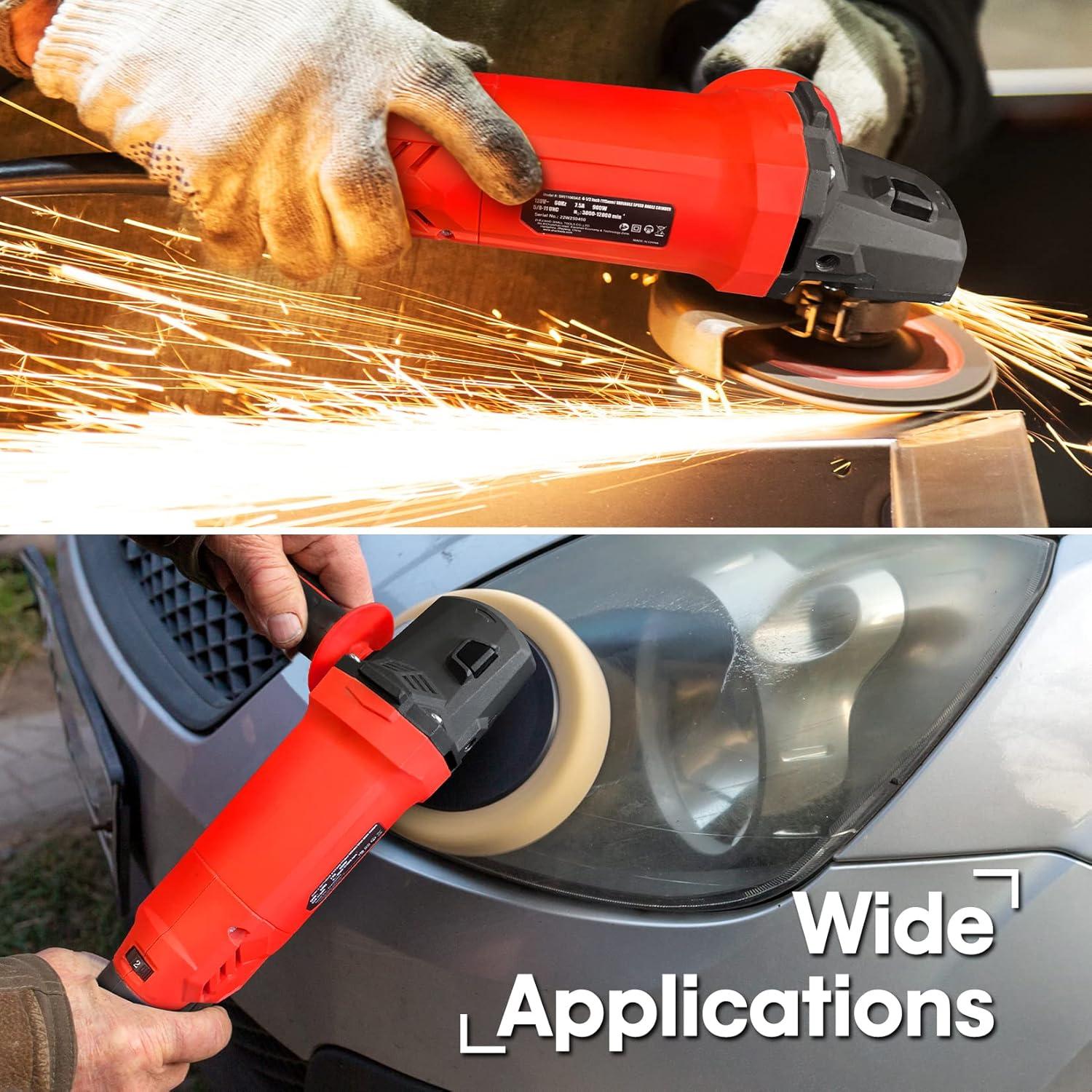 Amoladora Angular SHALL 1200W 4.5" Velocidad Variable