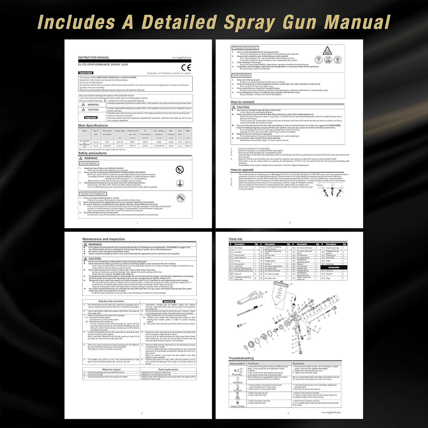 Pistola de Pulverización HVLP Master PRO-88 con 3 Puntas