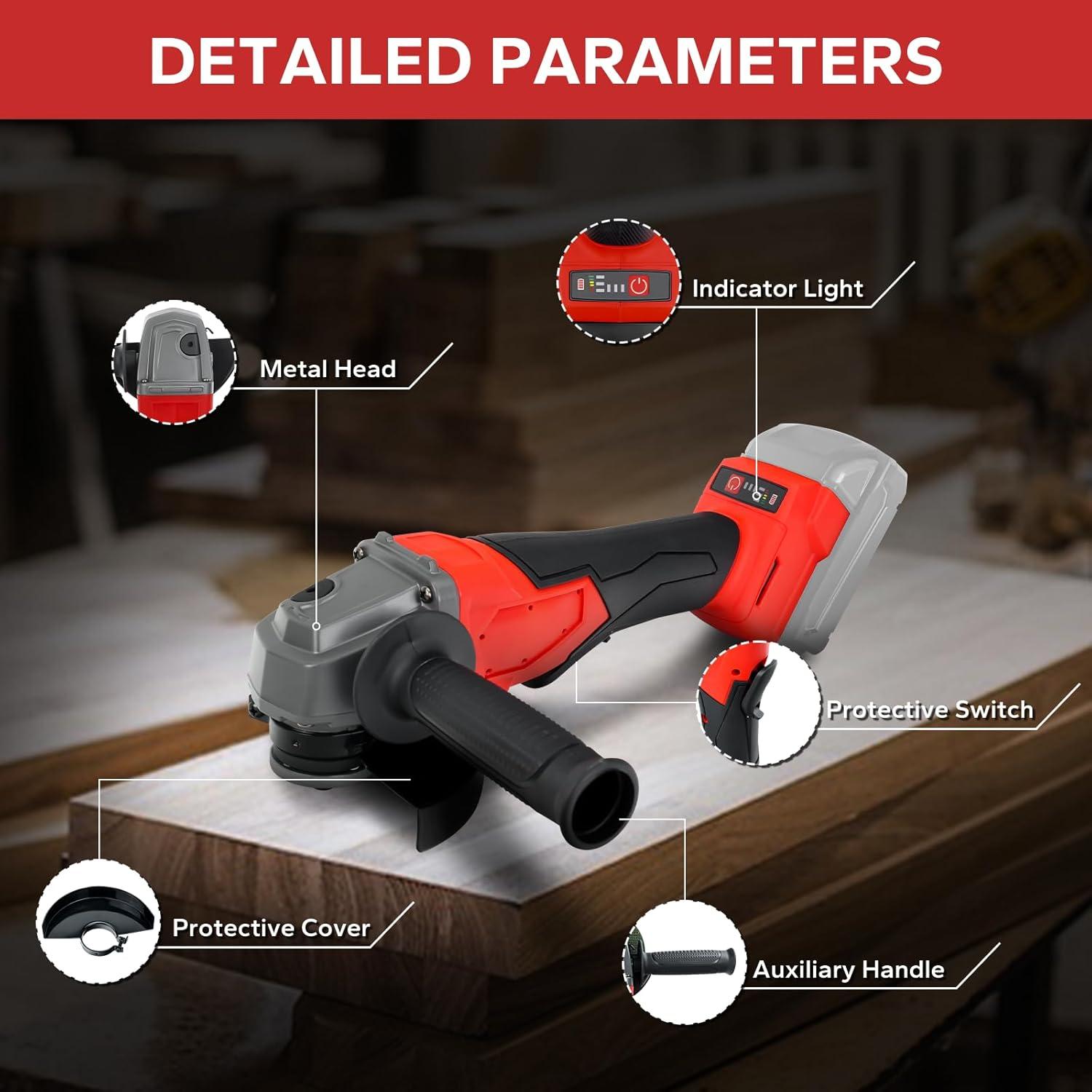 Amoladora Angular Inalámbrica HLiePiHa 21V 7000RPM 125MM