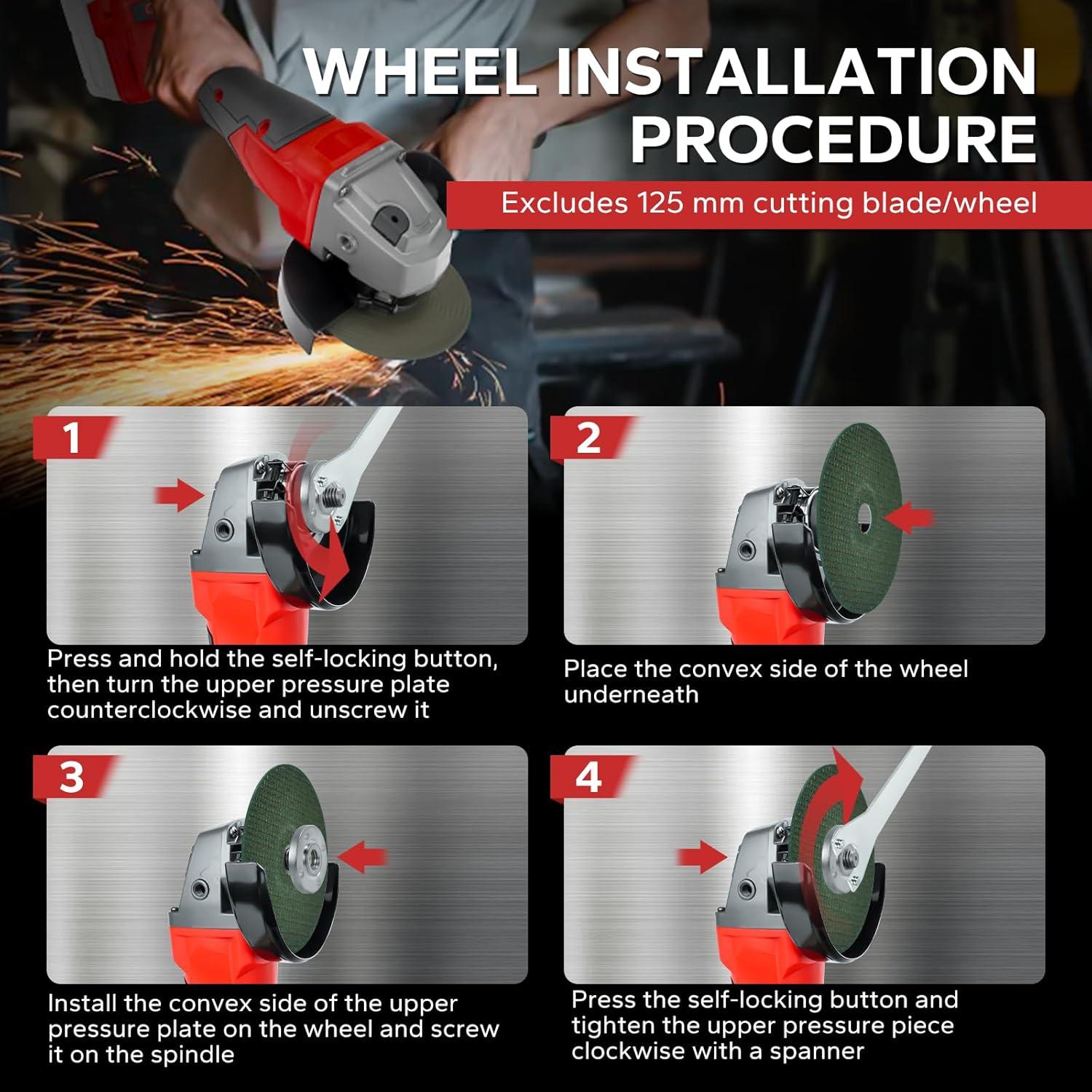 Amoladora Angular Inalámbrica HLiePiHa 21V 7000RPM 125MM