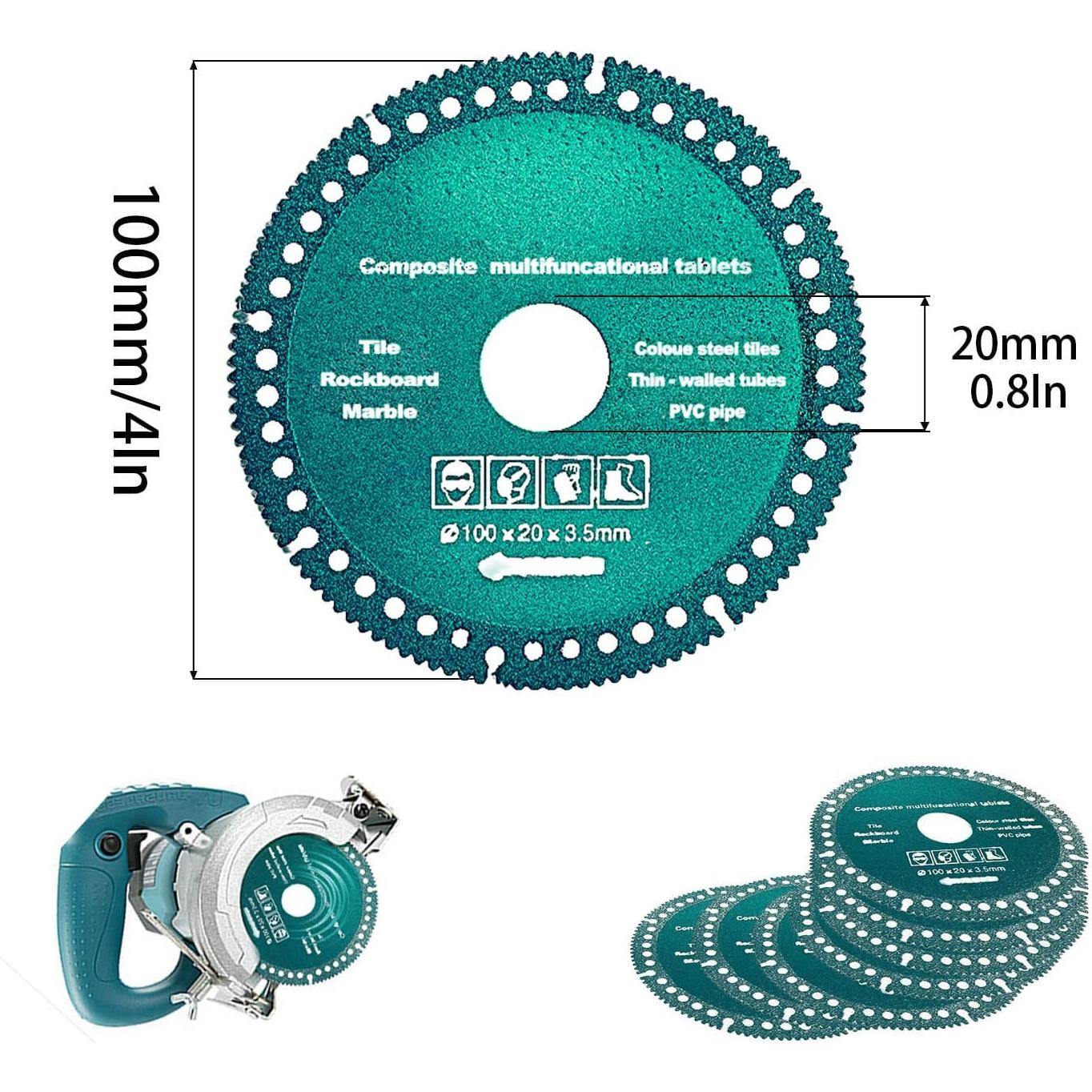 Paquete de 5 Discos de Corte Indestructibles 100mm Wakczshy