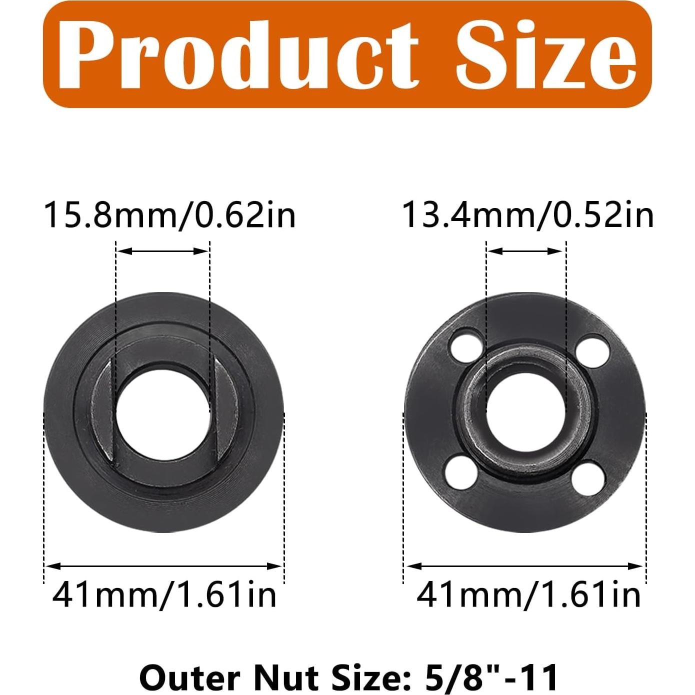 Tuercas de Amoladora Aienxn 4pcs Acero al Carbono 1.59cm
