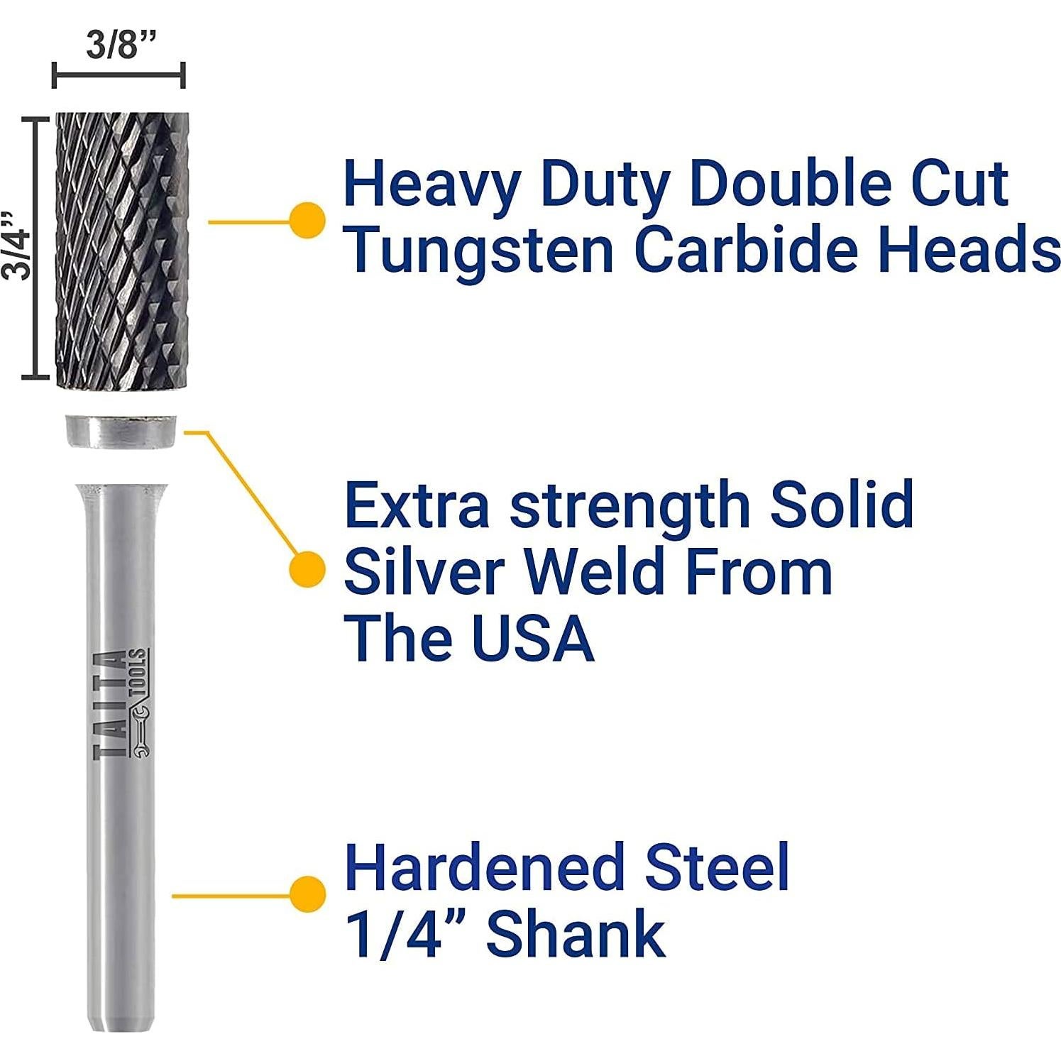 Fresa de Carburo TaitaTools SA-3 10pc Doble Corte