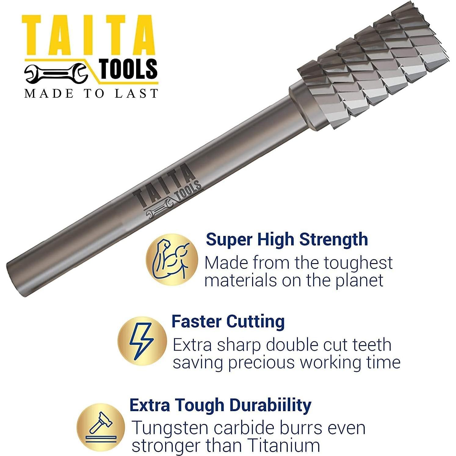 Fresa de Carburo TaitaTools SA-3 10pc Doble Corte