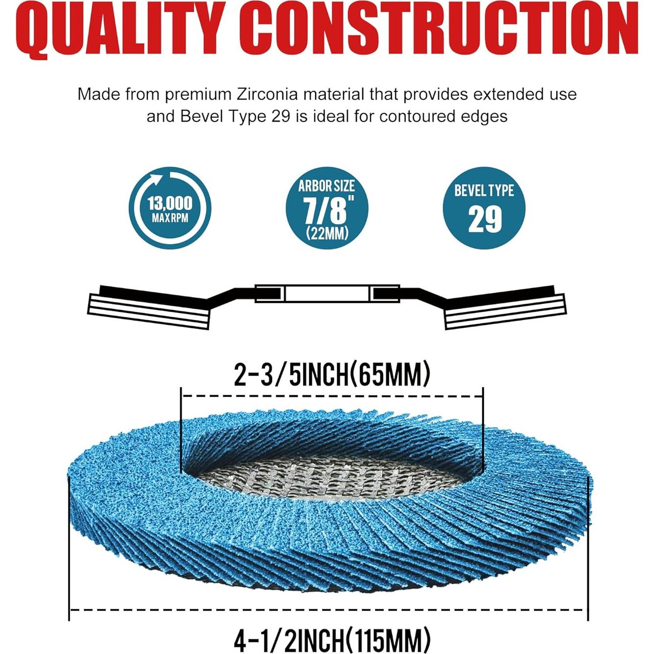 Discos de Aletas EZARC 40 Granos 11.4 cm para Metal y Madera