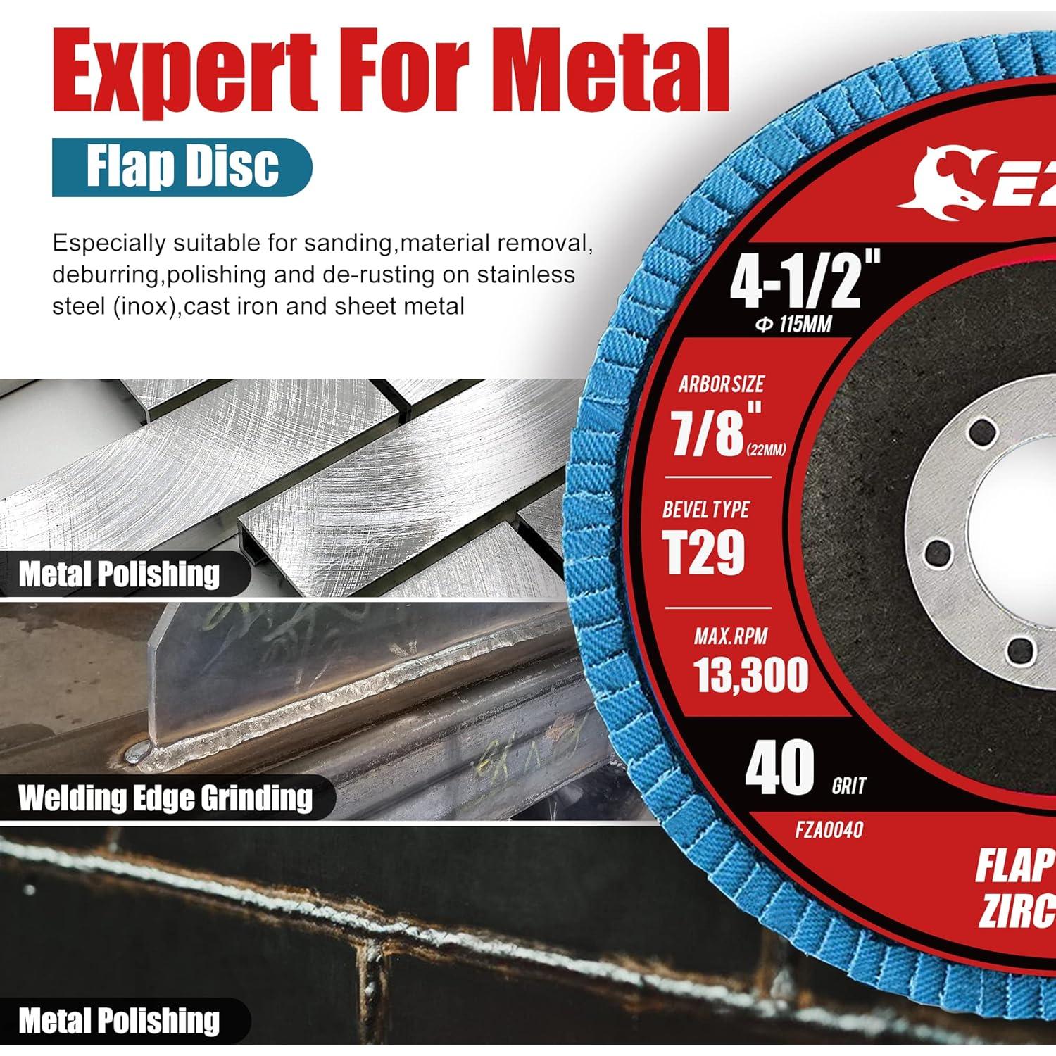 Discos de Aletas EZARC 40 Granos 11.4 cm para Metal y Madera