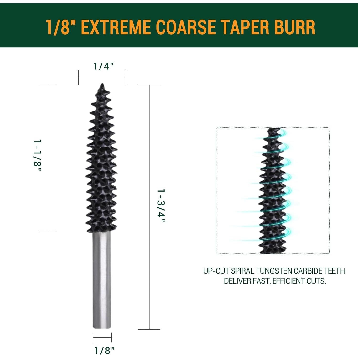 Punta de Burr Taper ToolTrek 5,58 cm Carburo de Tungsteno