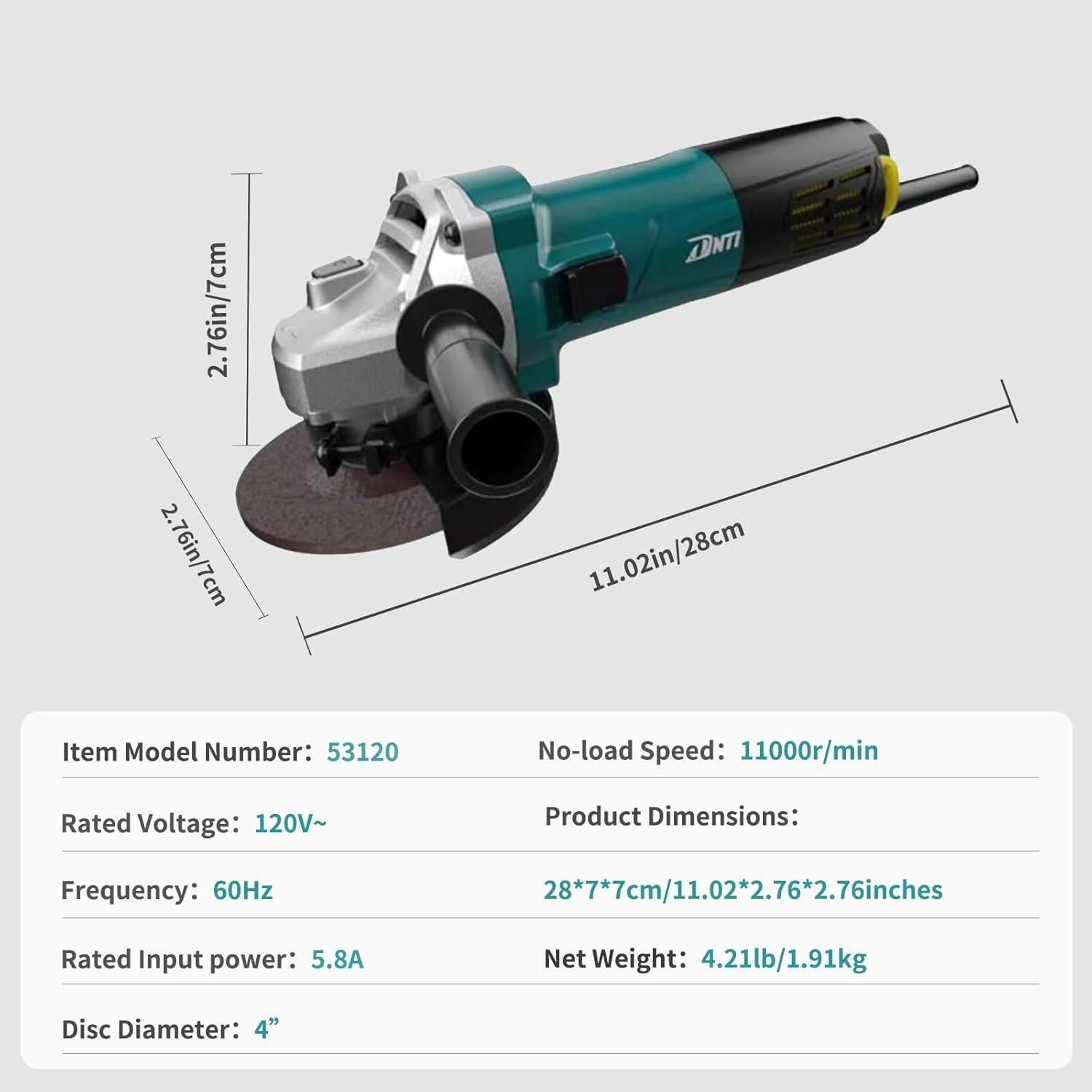 Amoladora Angular DNTI 4.5" 720W Compacta y Versátil