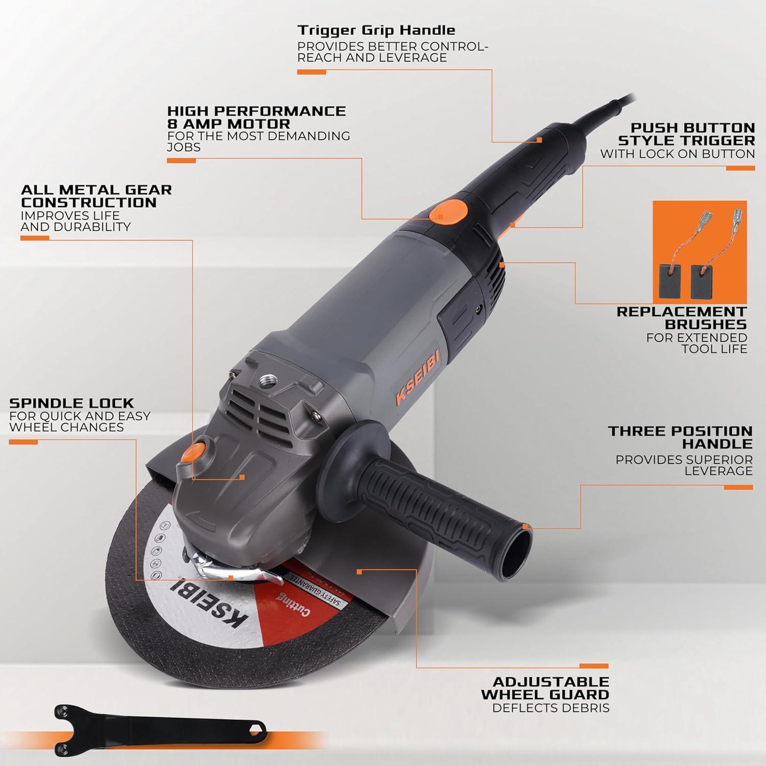 Pulidora de Concreto KSEIBI 180mm 2400W con Accesorios