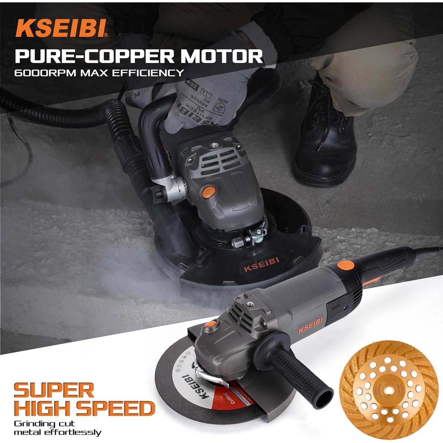 Pulidora de Concreto KSEIBI 180mm 2400W con Accesorios