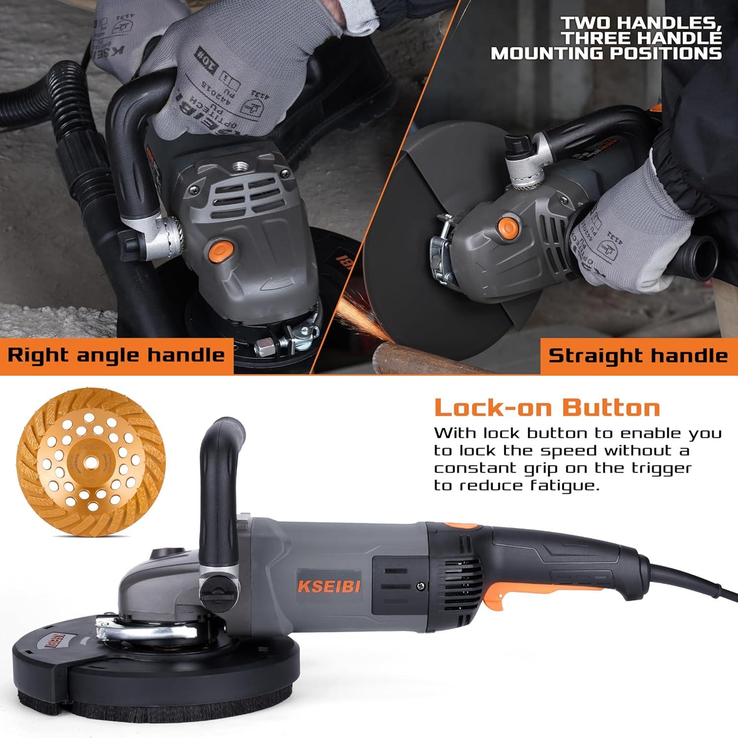 Pulidora de Concreto KSEIBI 180mm 2400W con Accesorios