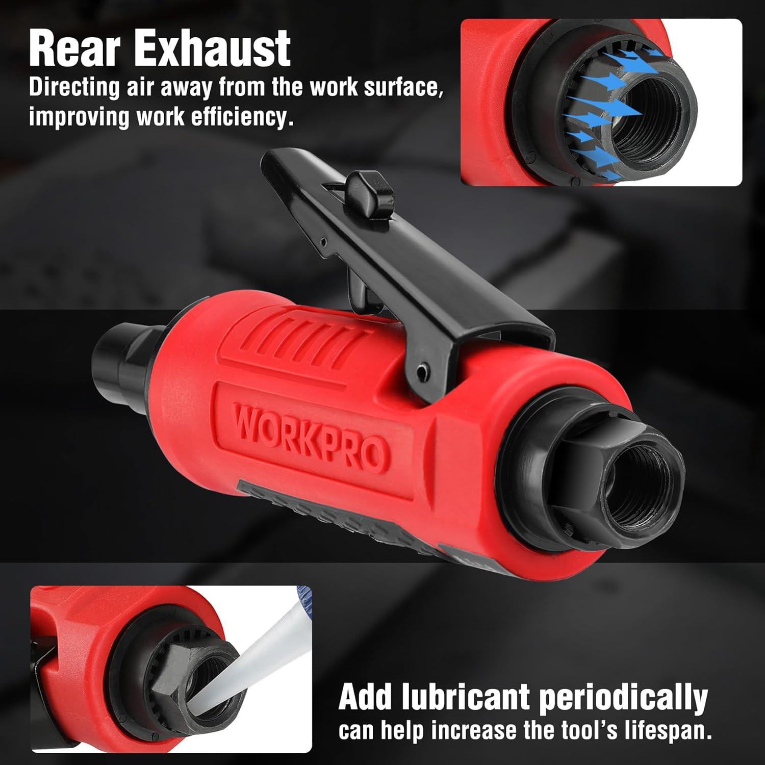 Amortiguador Neumático WORKPRO Recto 25000RPM 0.25kg