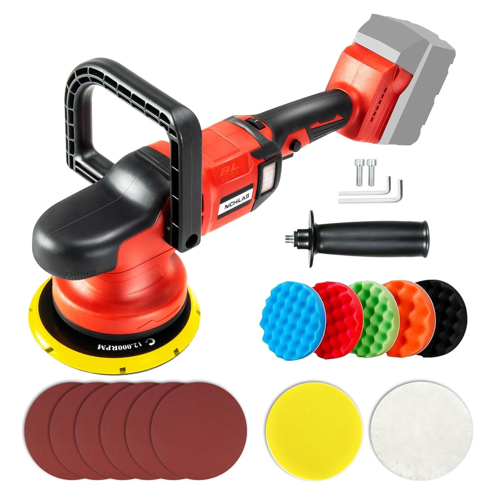 Pulidora Orbital Inalámbrica NICHILAS 18V 6 Velocidades 750-6800RPM