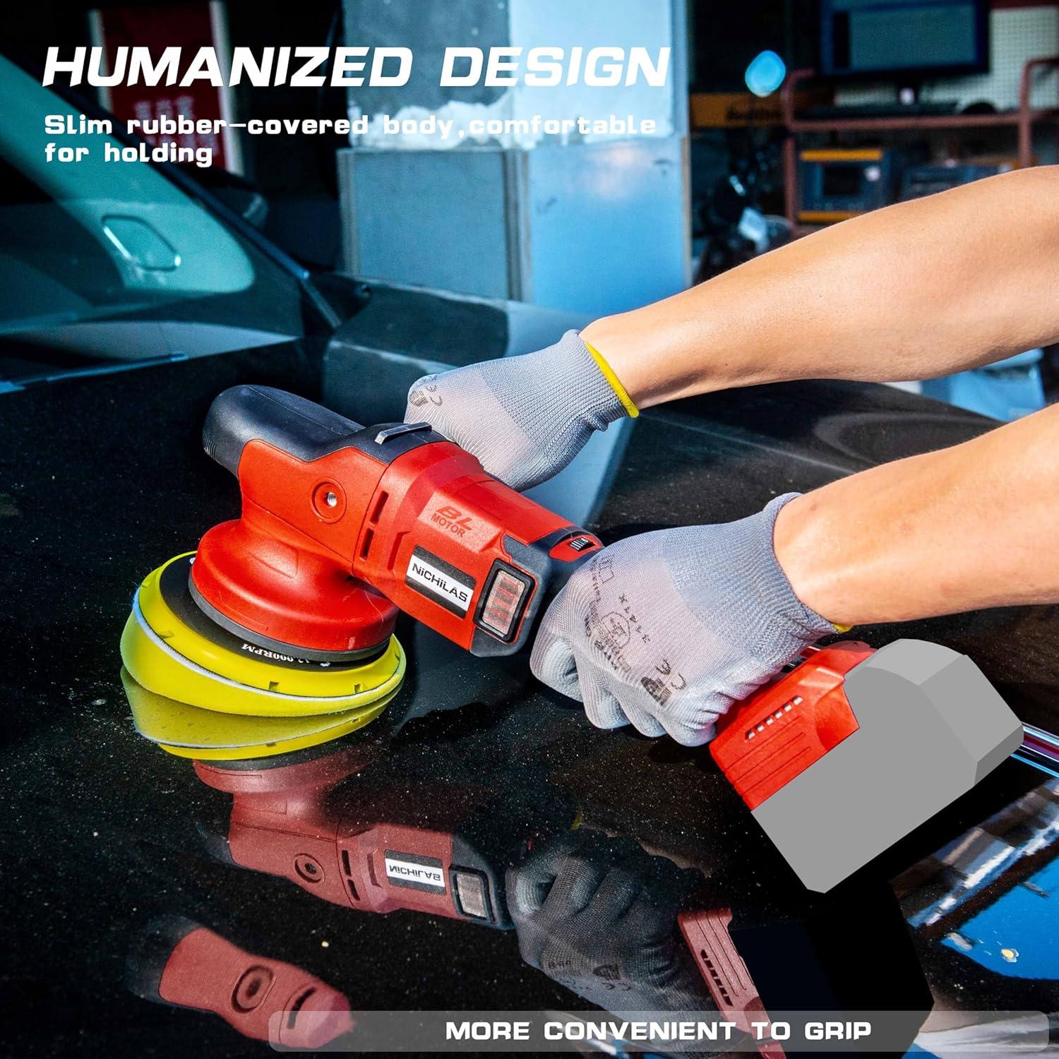 Pulidora Orbital Inalámbrica NICHILAS 18V 6 Velocidades 750-6800RPM