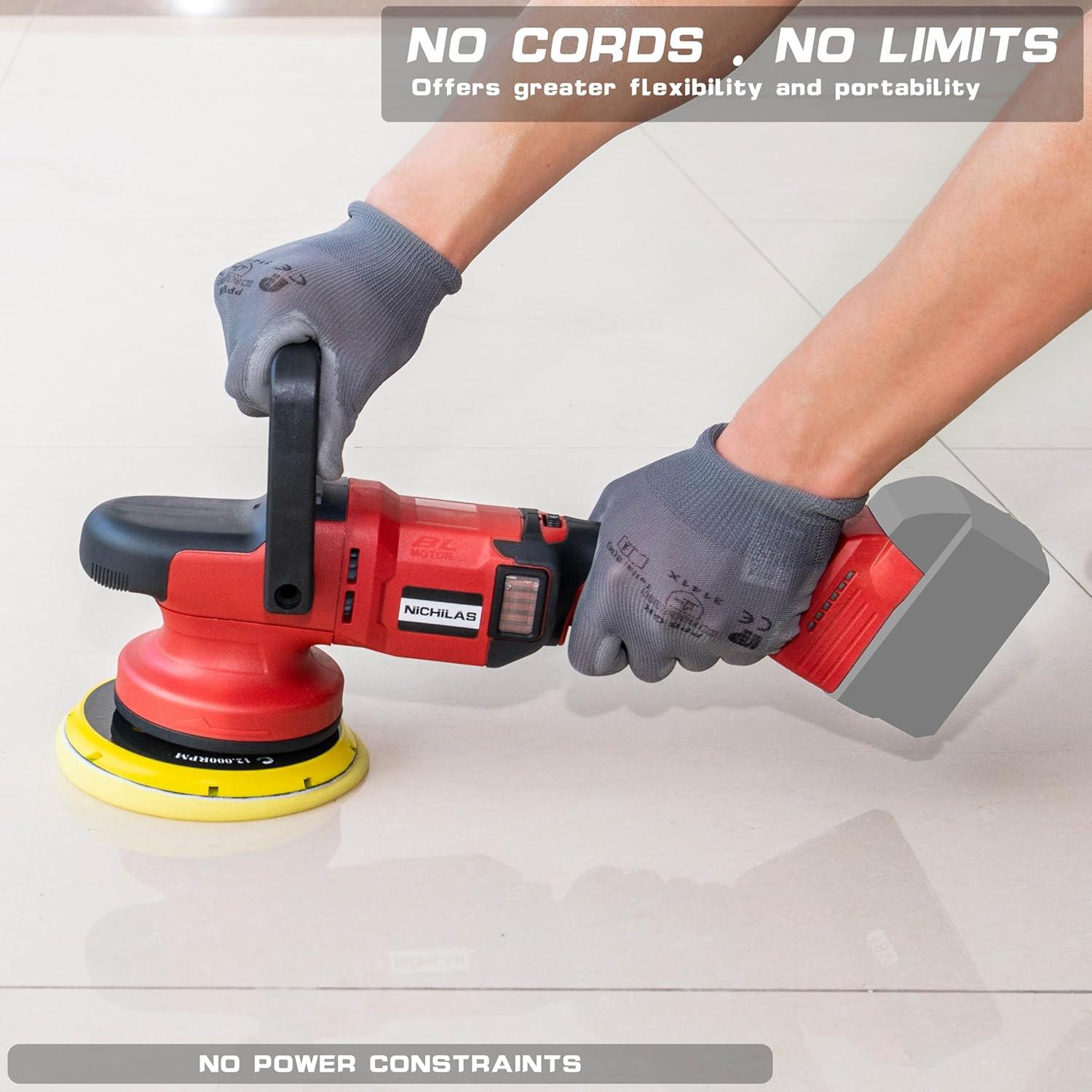 Pulidora Orbital Inalámbrica NICHILAS 18V 6 Velocidades 750-6800RPM