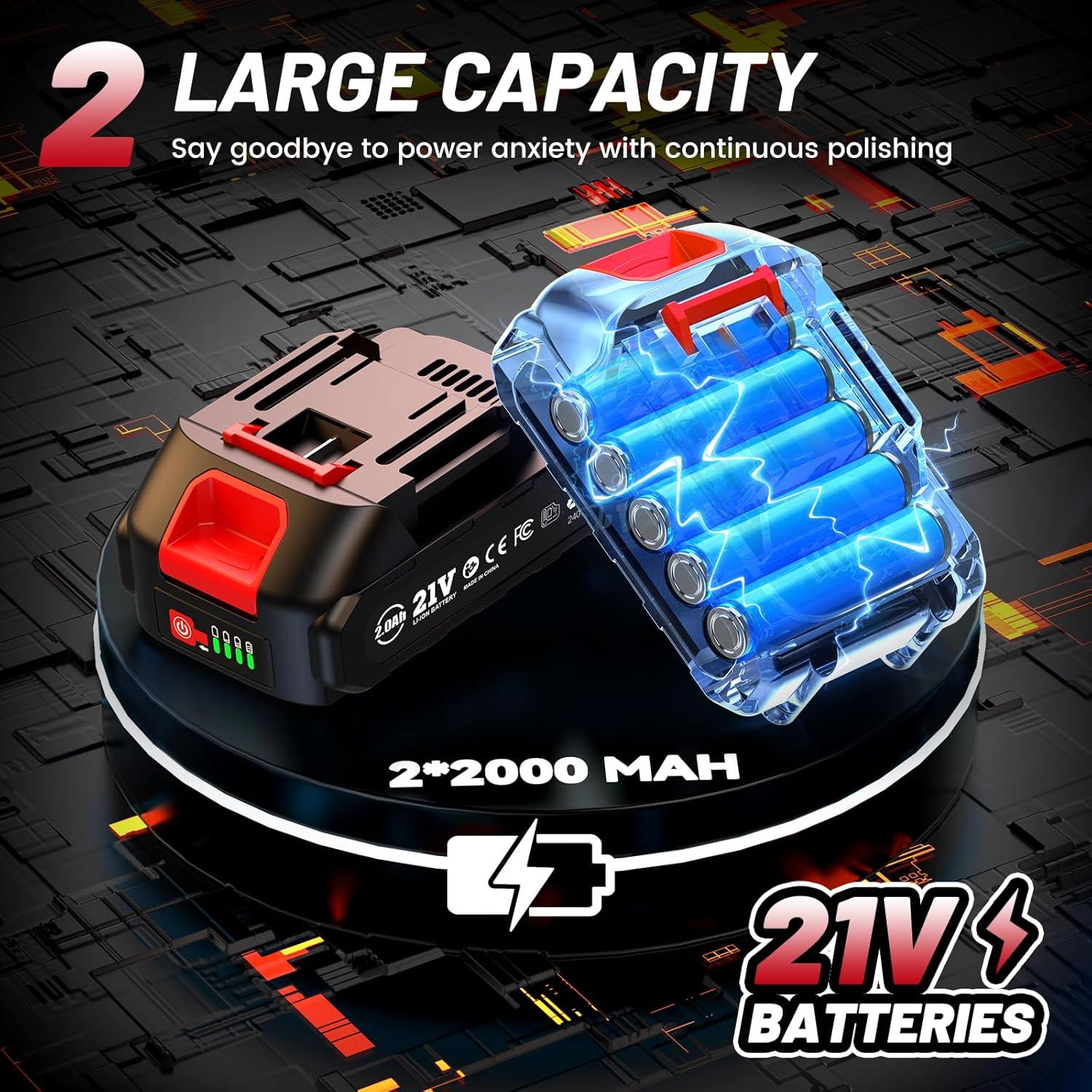 Pulidora Inalámbrica Avhrit 6" 21V 4500 RPM con Accesorios