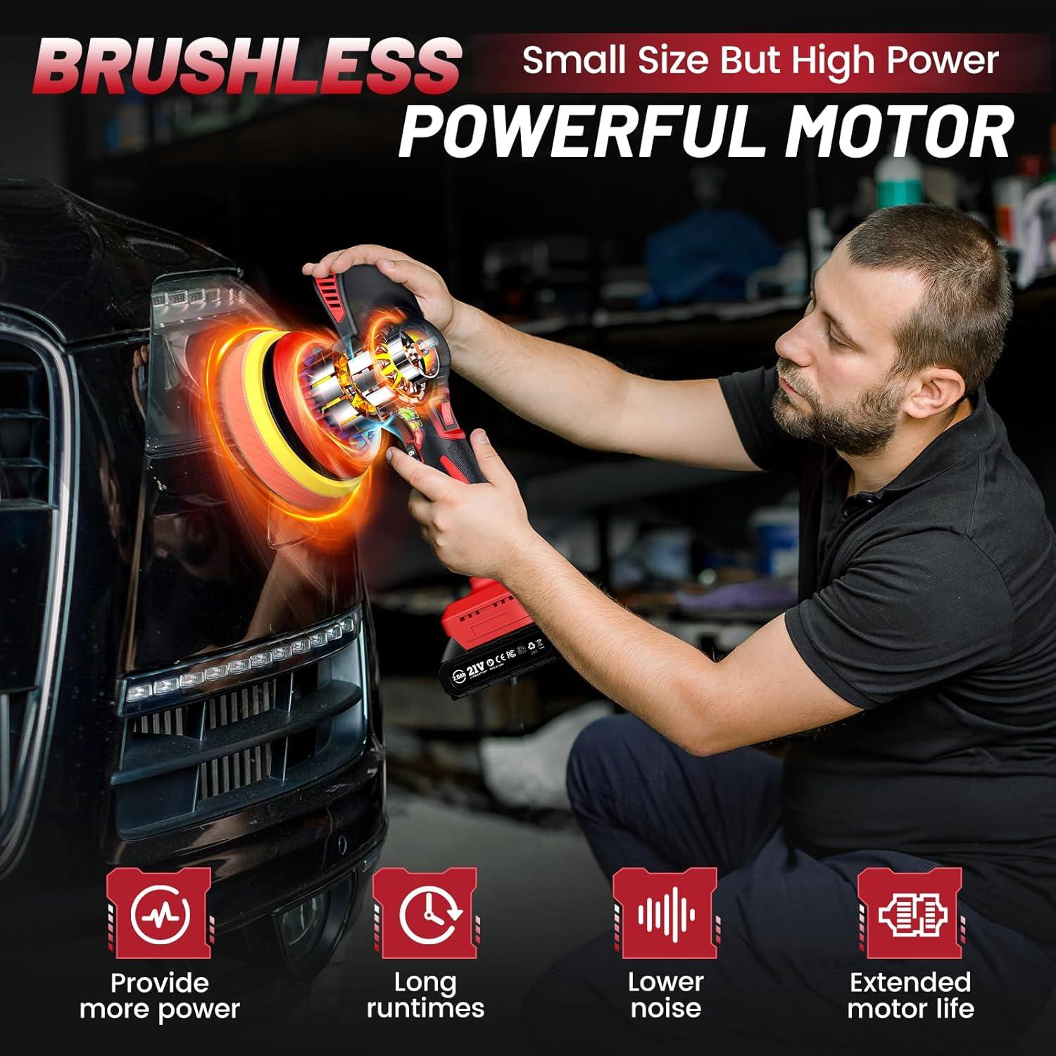 Pulidora Inalámbrica Avhrit 6" 21V 4500 RPM con Accesorios