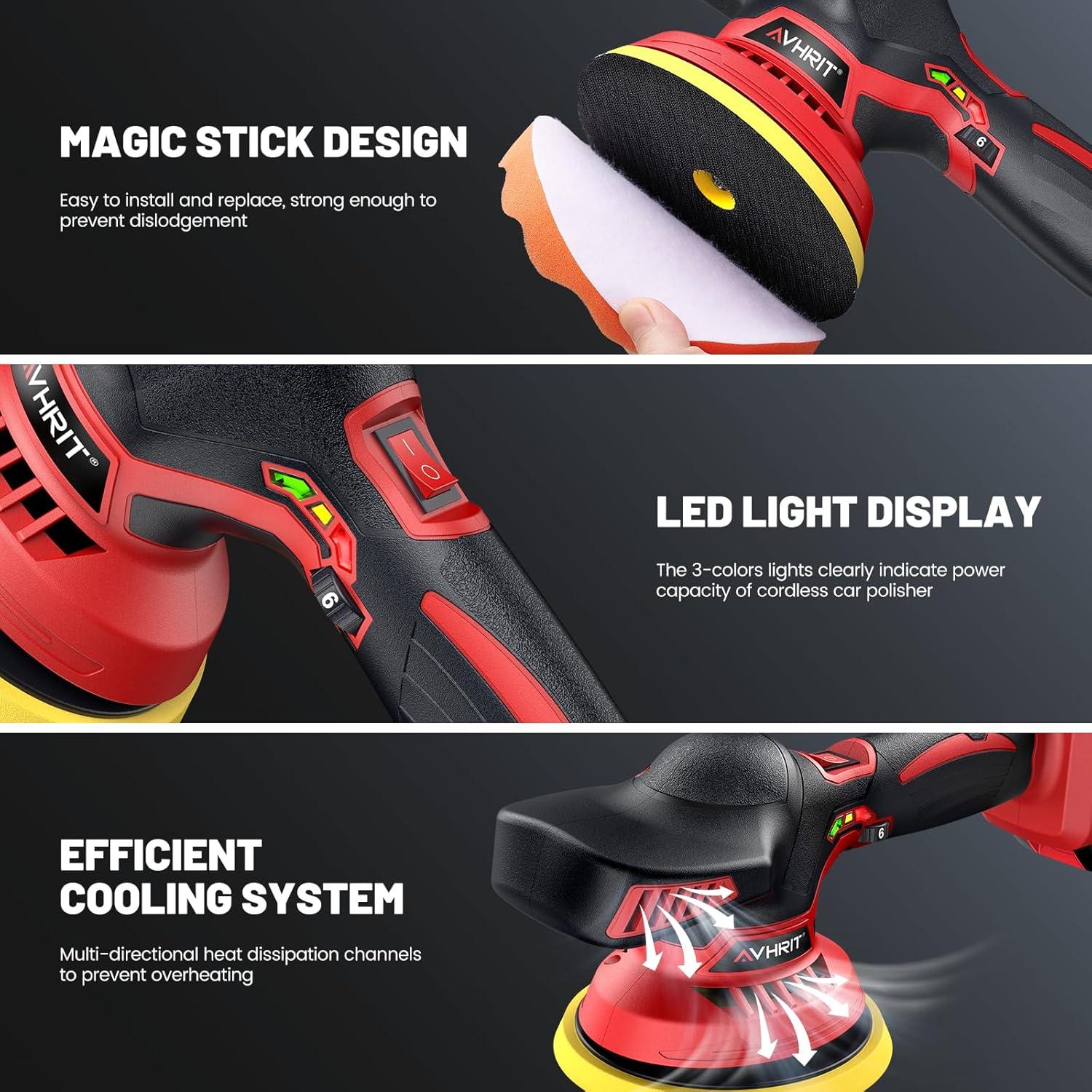 Pulidora Inalámbrica Avhrit 6" 21V 4500 RPM con Accesorios