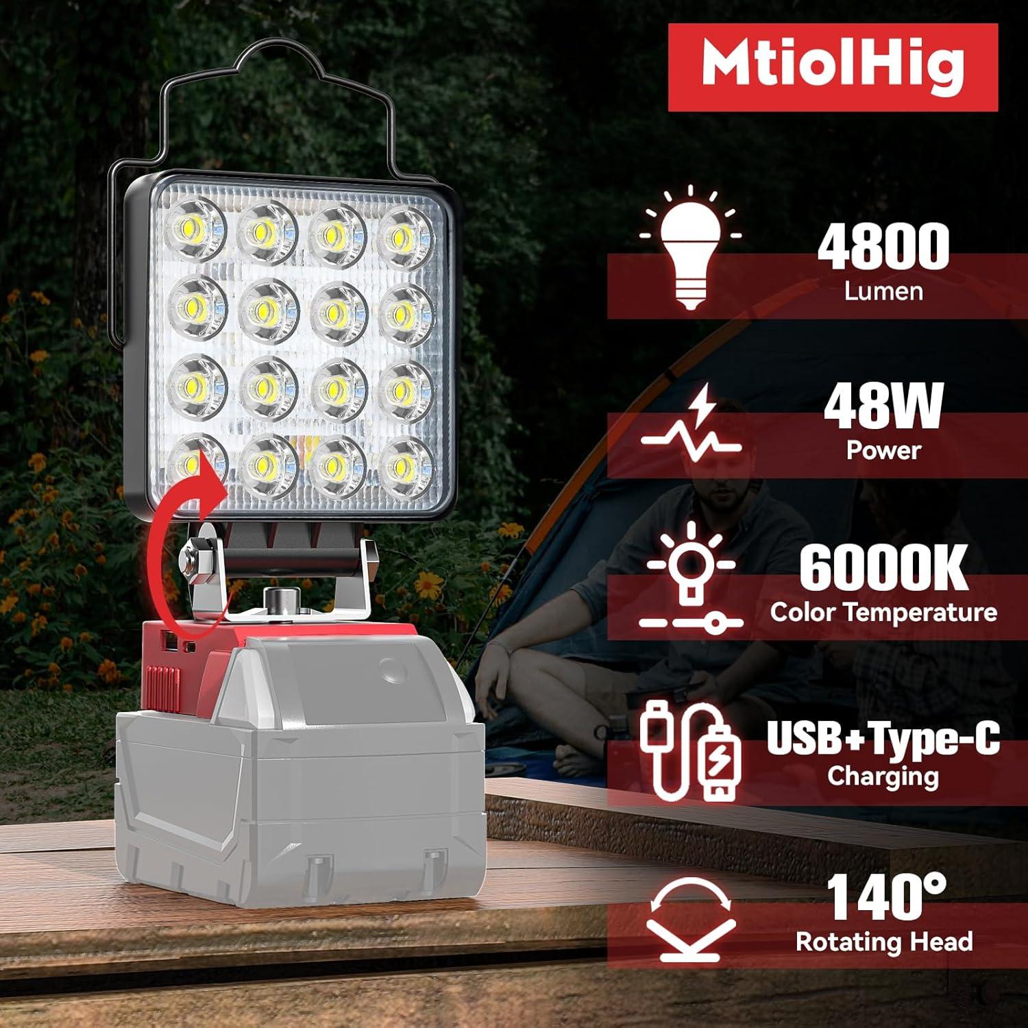 Luz de trabajo LED MtiolHig 48W 4800 lúmenes 18V