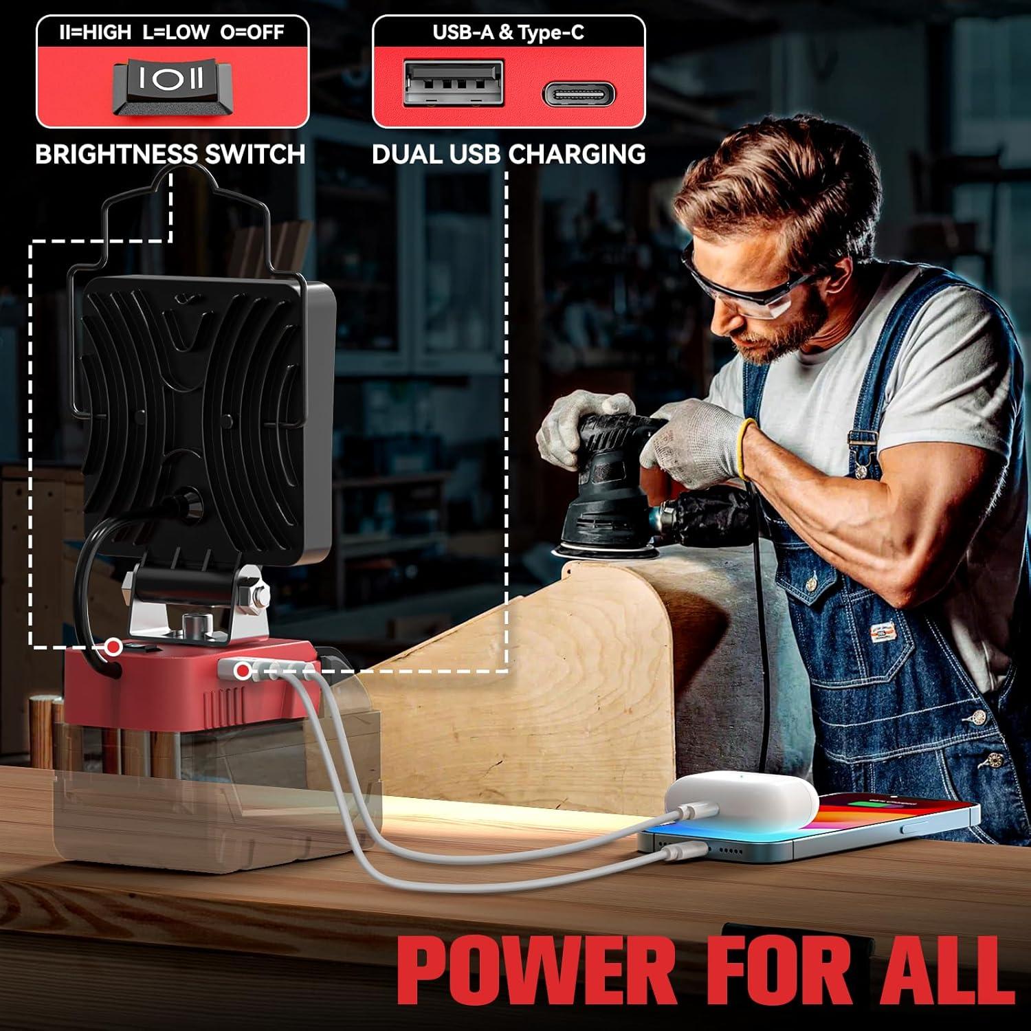 Luz de trabajo LED MtiolHig 48W 4800 lúmenes 18V