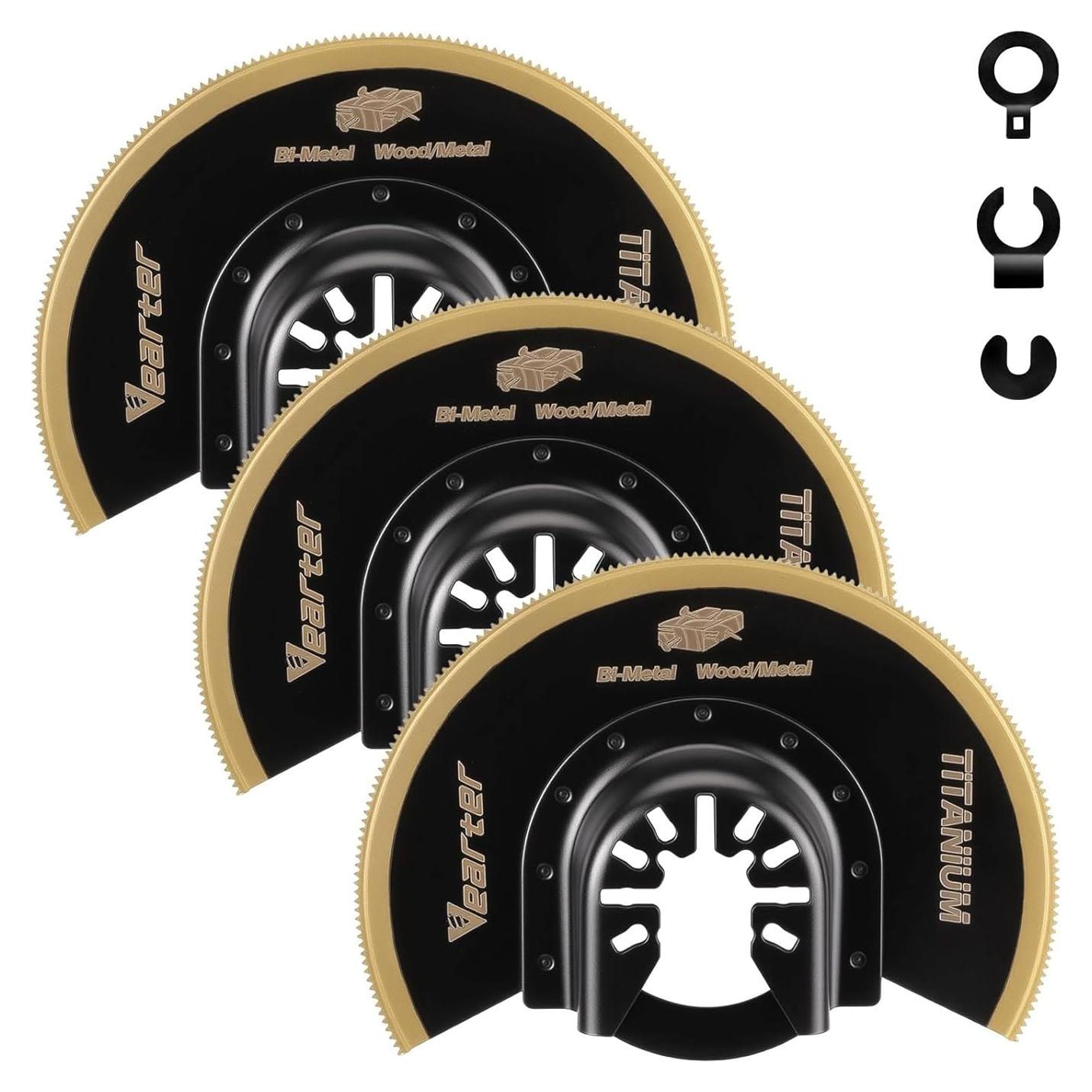 Cuchillas de Sierra Oscilante Vearter 3 Piezas Titanio 8.89 cm