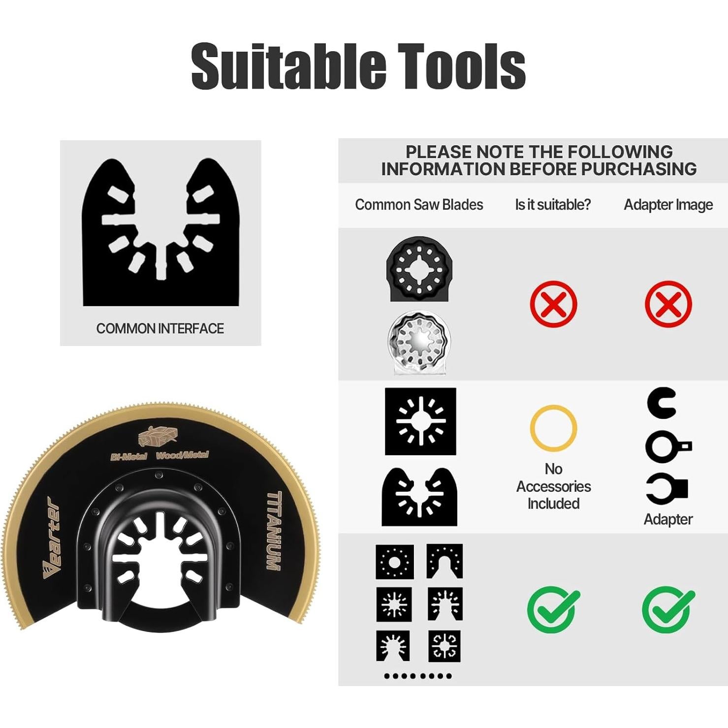 Cuchillas de Sierra Oscilante Vearter 3 Piezas Titanio 8.89 cm