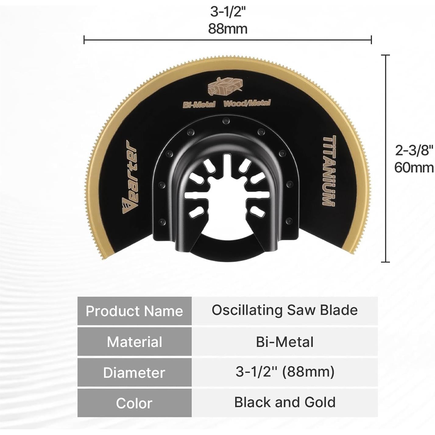 Cuchillas de Sierra Oscilante Vearter 3 Piezas Titanio 8.89 cm