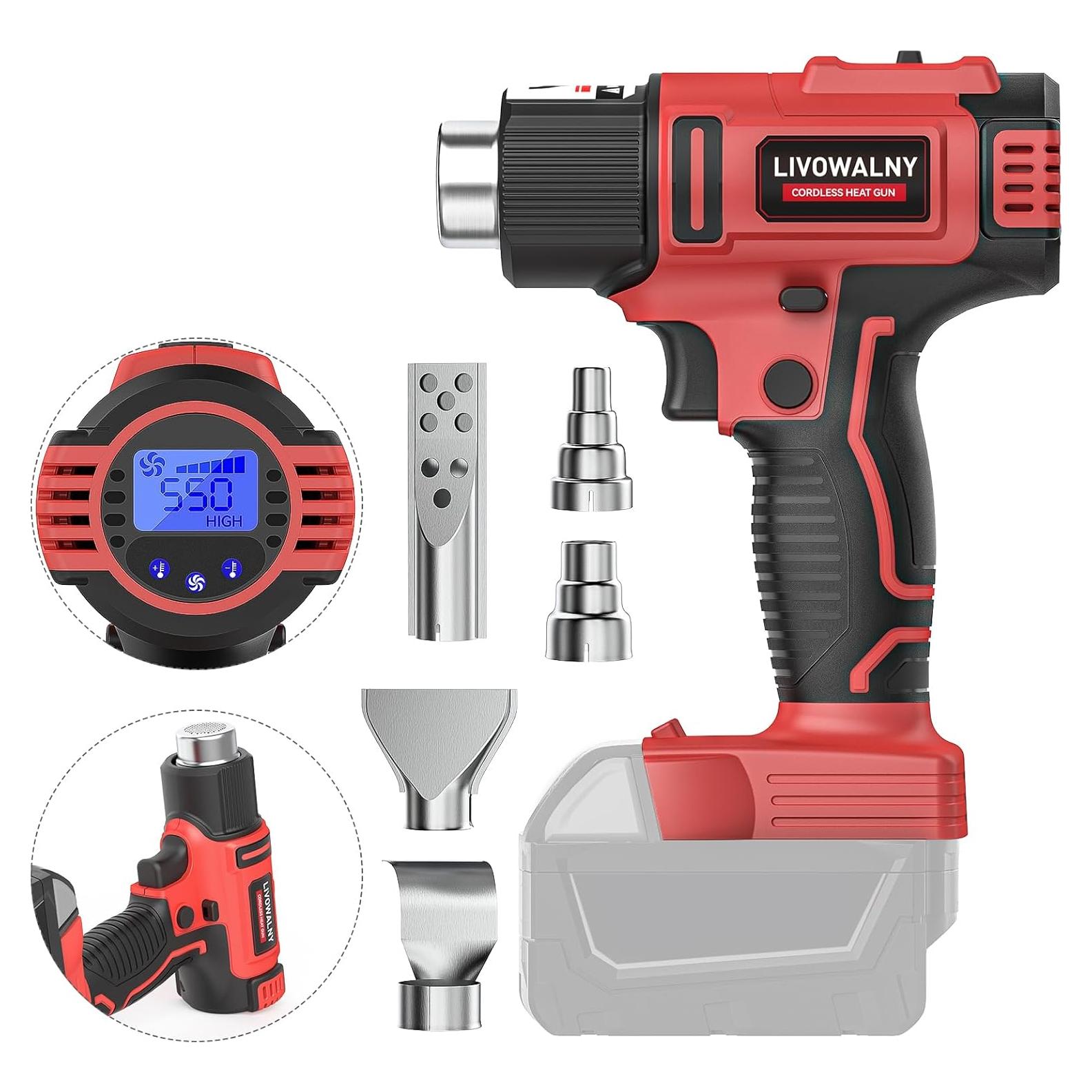 Pistola de Calor Inalámbrica LIVOWALNY 18V 350W LCD