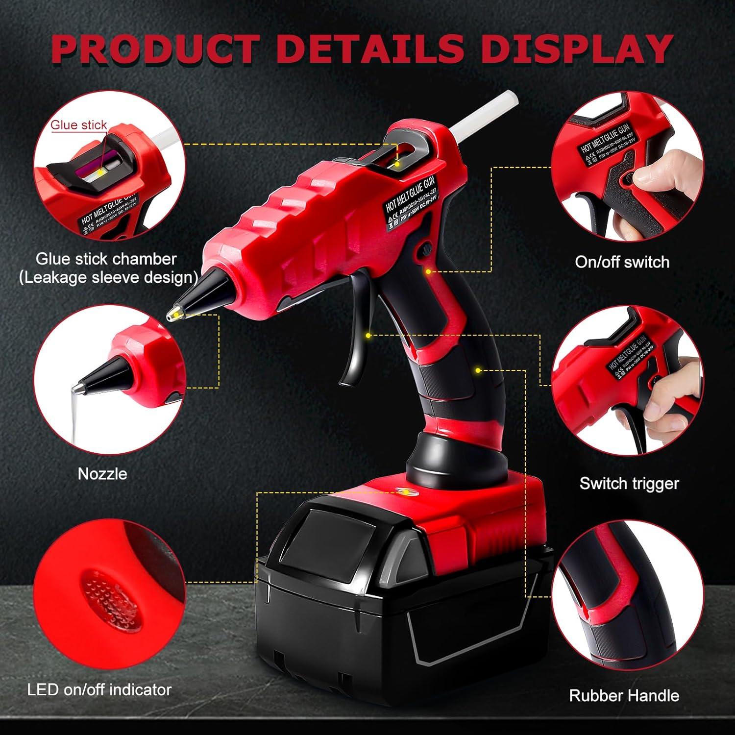 Pistola de Pegamento Caliente Inalámbrica RexLeLXB 18V 50W