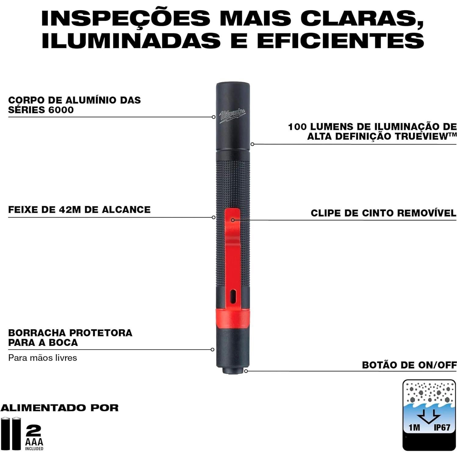 Lámpara Bolígrafo Milwaukee 2105 100 Lúmenes Aluminio