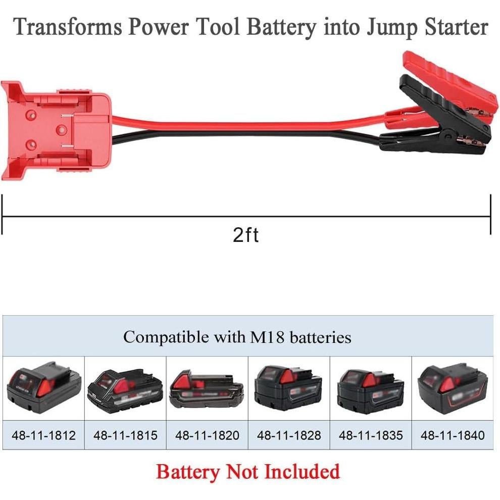 Cables de Arranque GRZWAYS 2FT 8AWG para Baterías Milwaukee