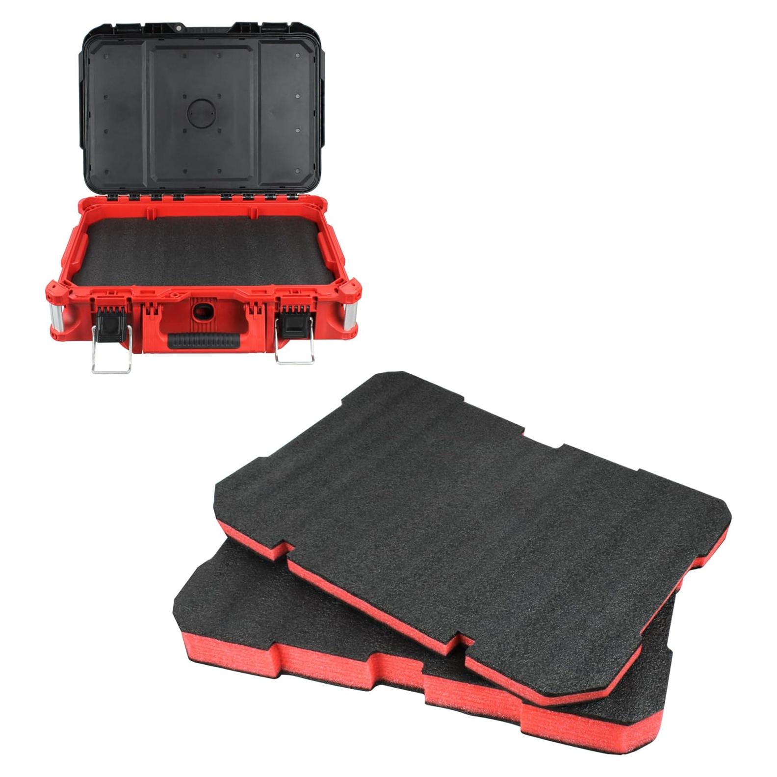 Foam Inserts Fits Milwau-kee Packout 48-22-8424 Drawer foam tool box inserts 2 pcs Black/Red
