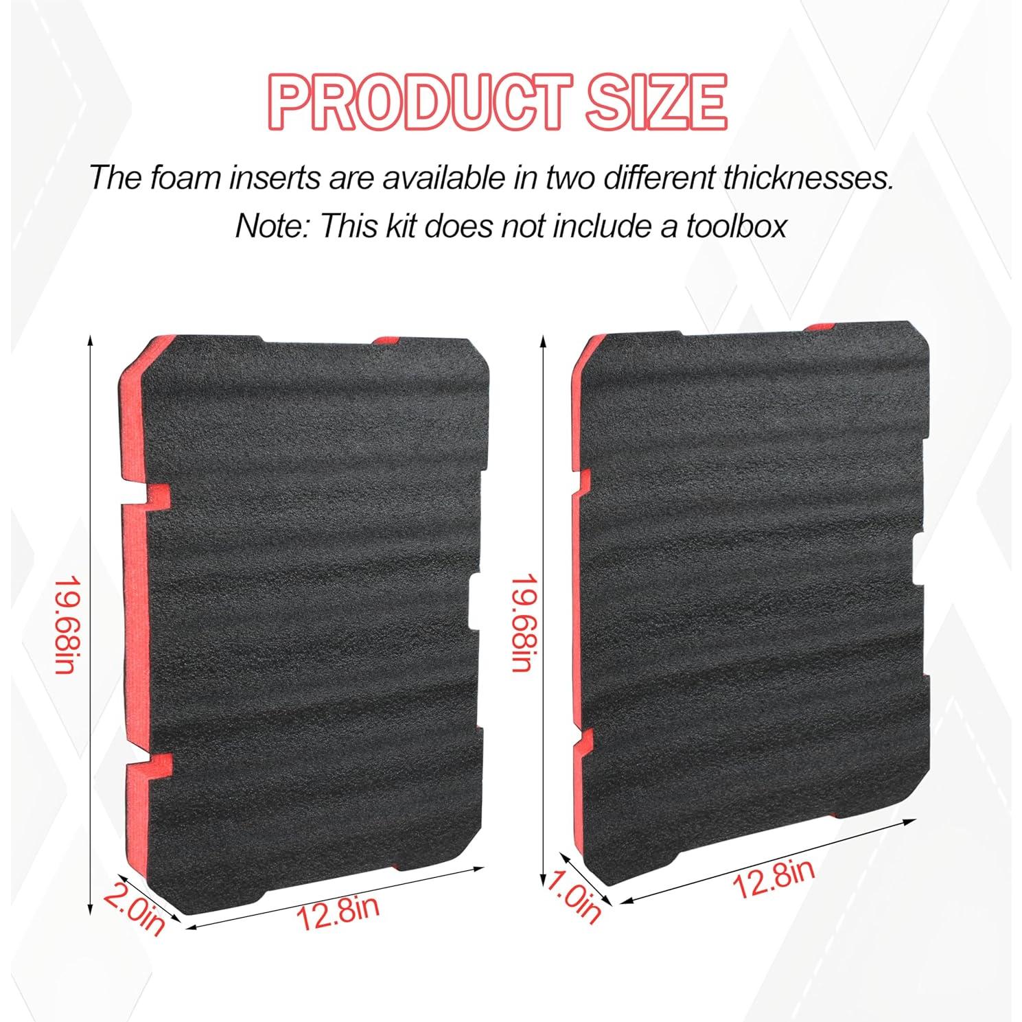 Foam Inserts Fits Milwau-kee Packout 48-22-8424 Drawer foam tool box inserts 2 pcs Black/Red