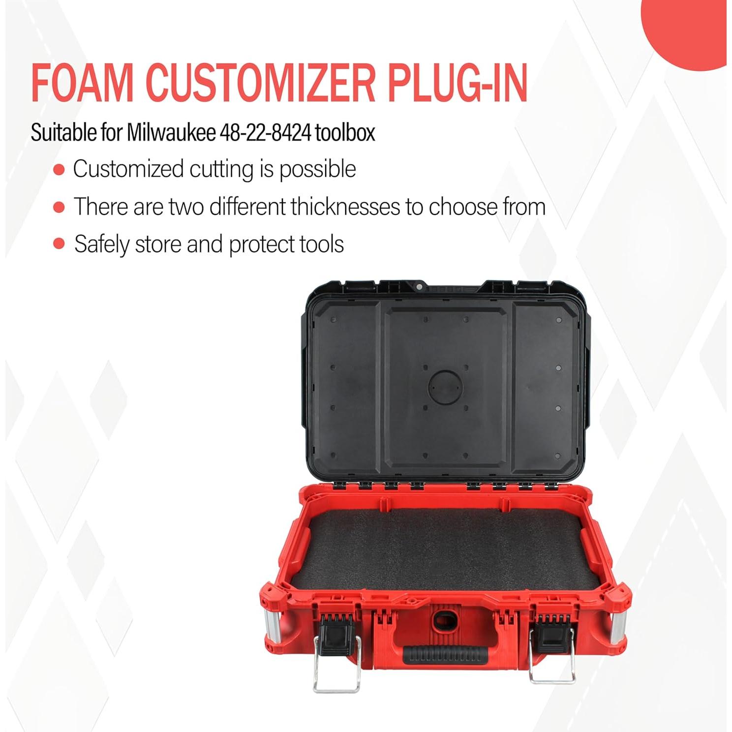 Foam Inserts Fits Milwau-kee Packout 48-22-8424 Drawer foam tool box inserts 2 pcs Black/Red
