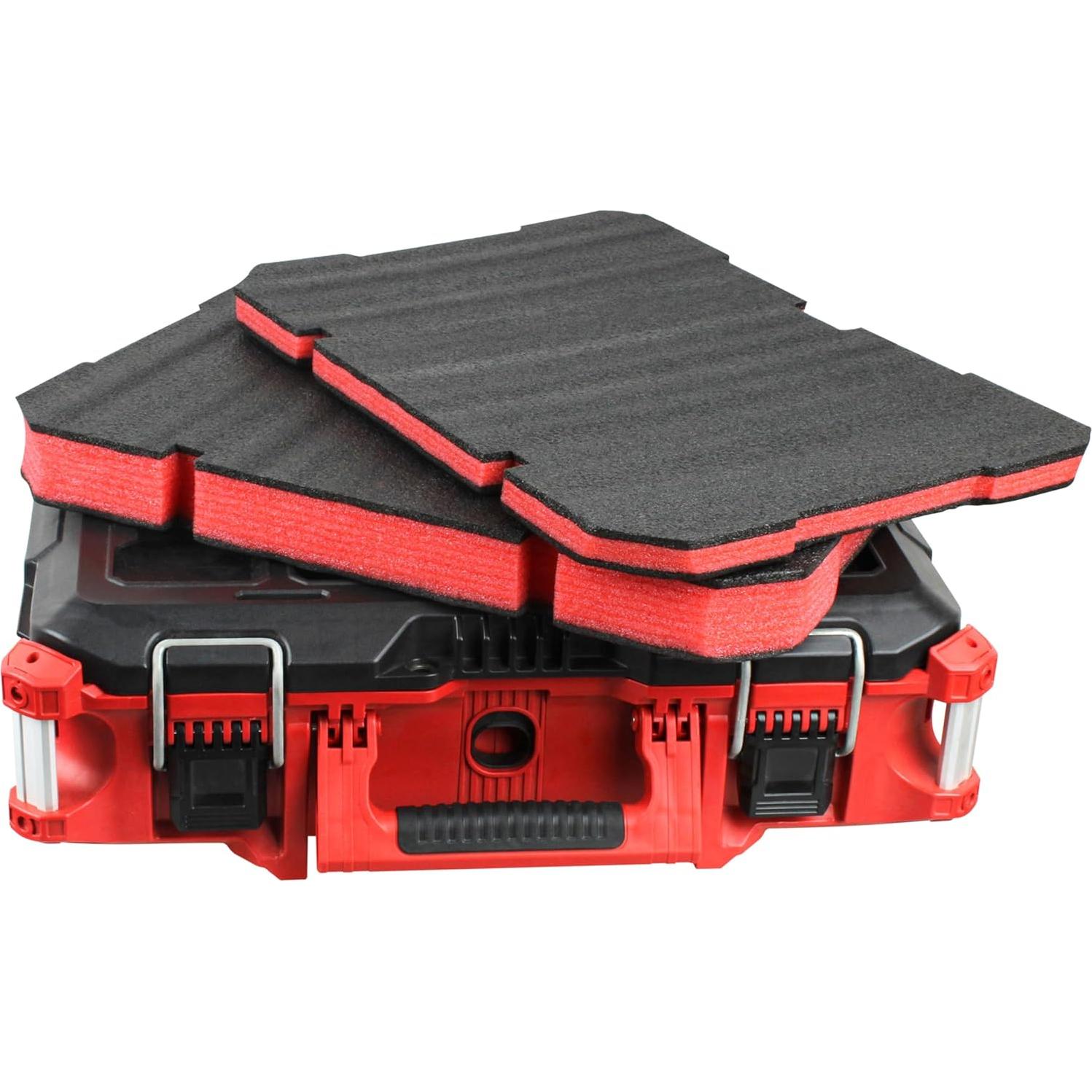Foam Inserts Fits Milwau-kee Packout 48-22-8424 Drawer foam tool box inserts 2 pcs Black/Red