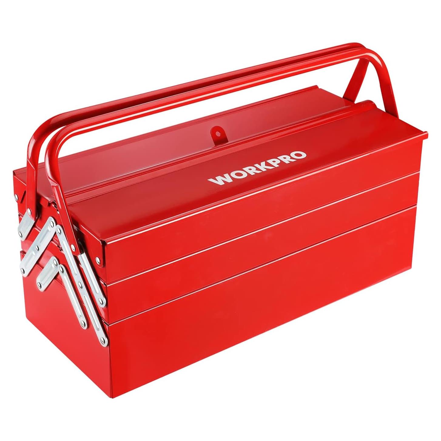 Caja de herramientas WORKPRO metálica 465mm 5 bandejas roja