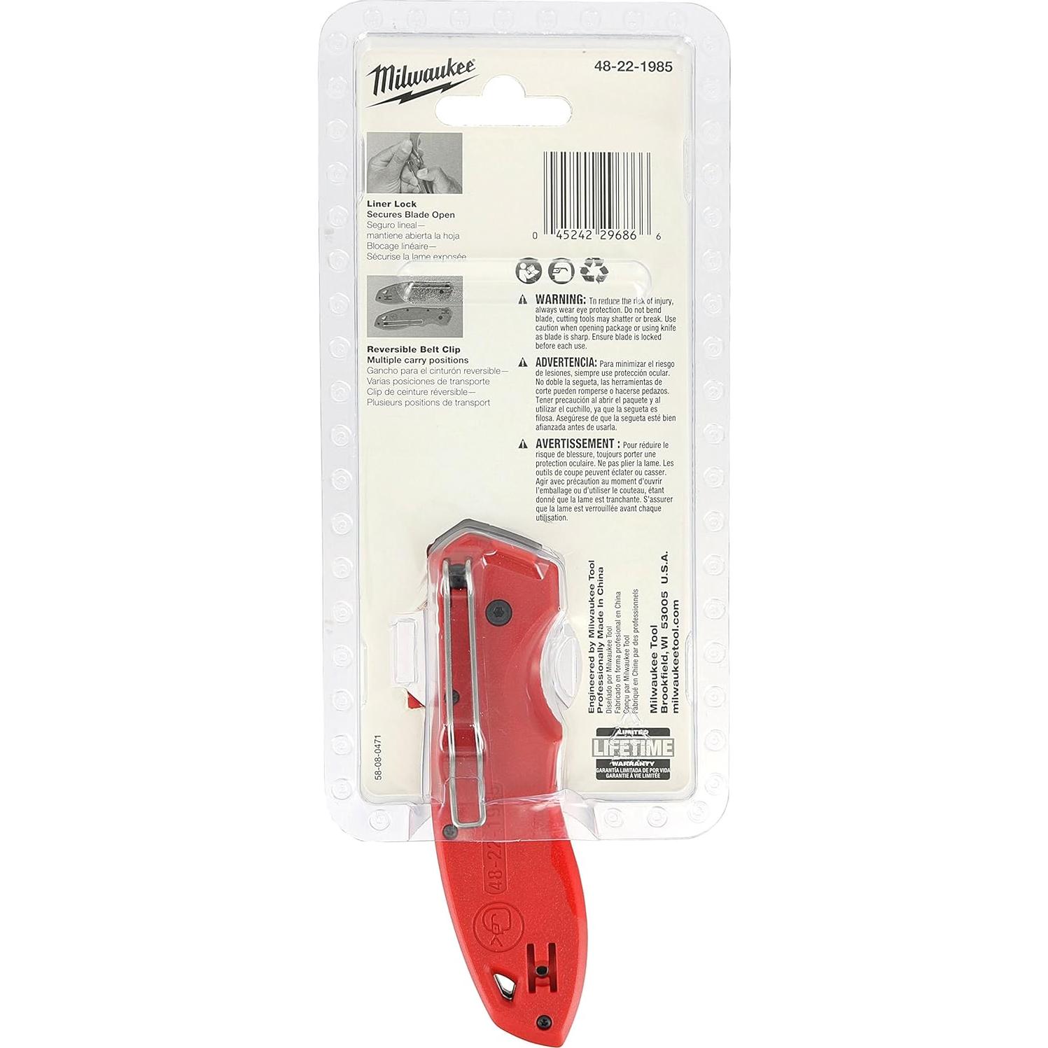 Cuchillo Plegable Milwaukee 48-22-1985 con Clip y Agujero
