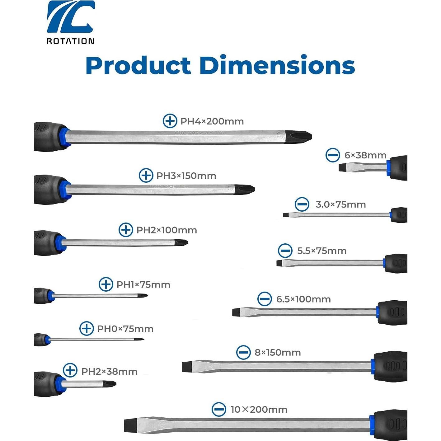 Juego de Destornilladores Magnéticos ROTATION 12 Piezas